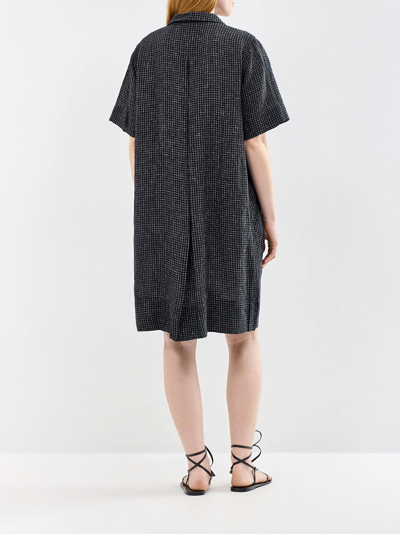 Classic Collar Shirt Dress Black - Image 5