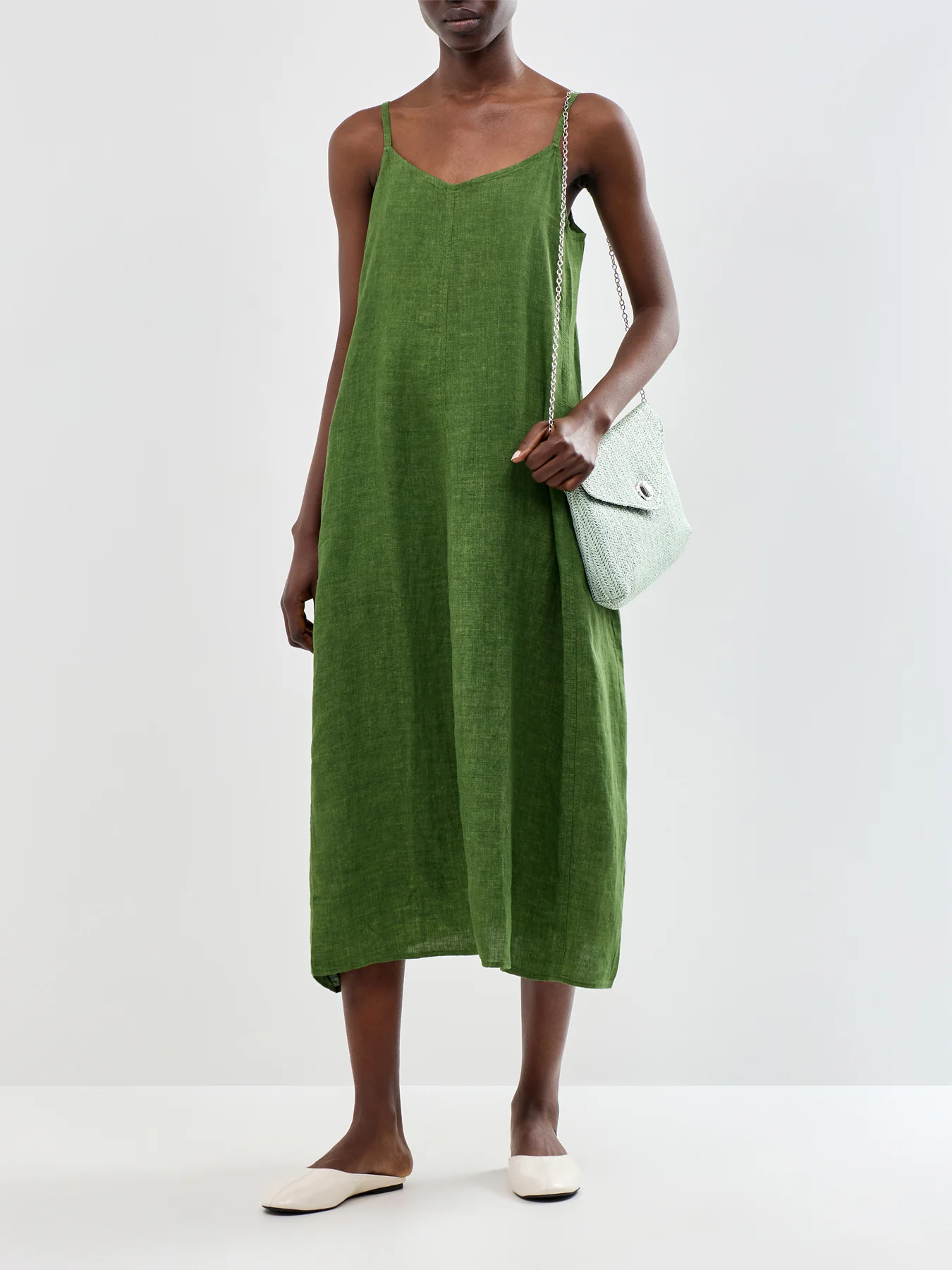 Lantern Midi Cami Dress Green - Image 4