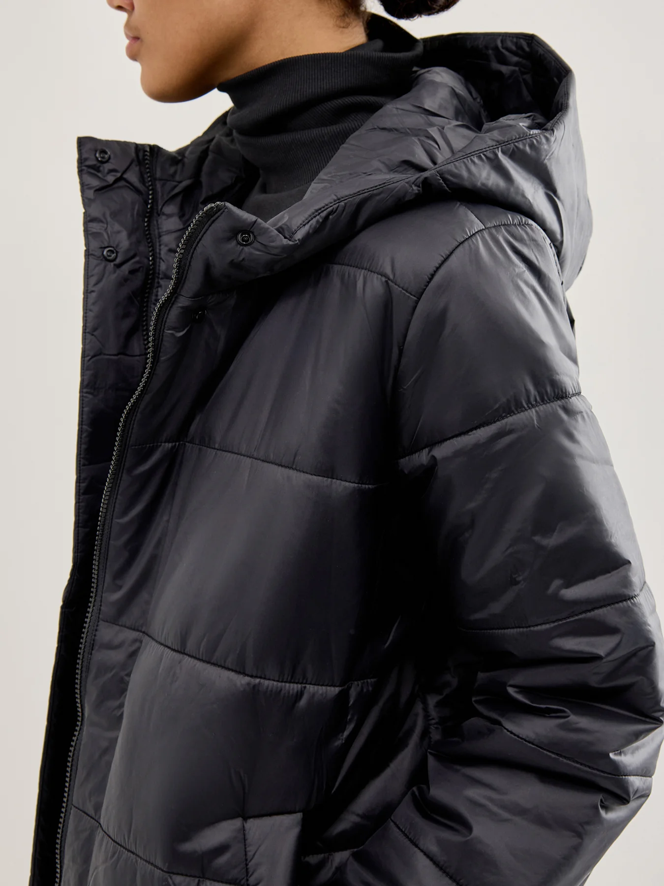 Hooded Puffer Coat Black - Image 3