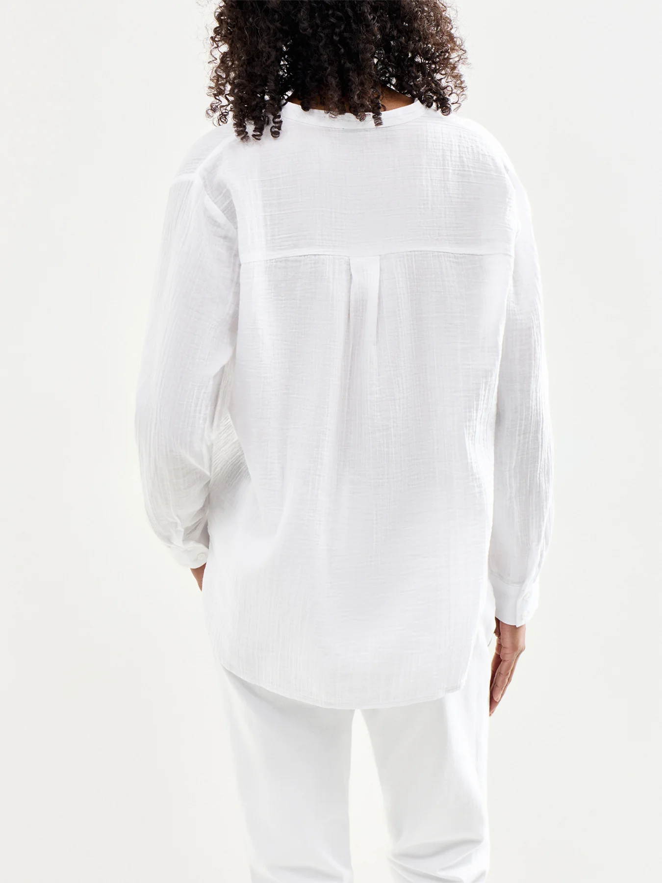 Mandarin Collar Cut Away Shirt White - Image 5