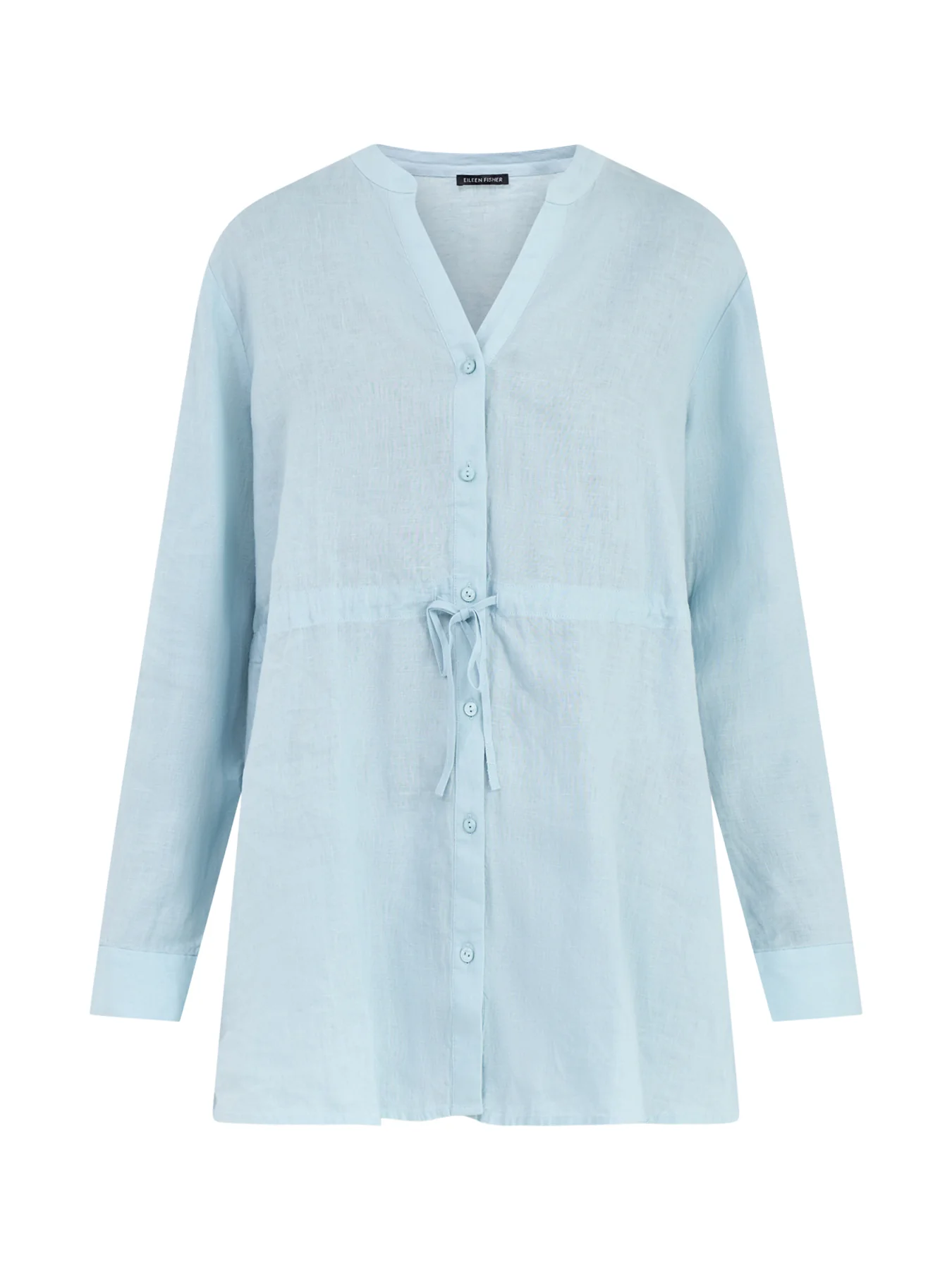 Mandarin Collar Long Shirt Blue