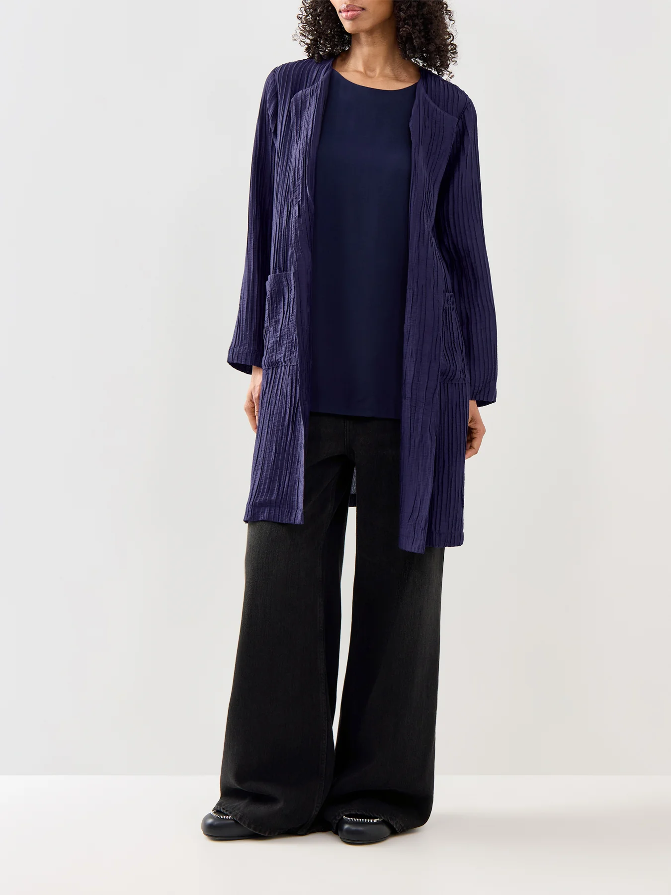 Round Neck Jacket Navy - Image 2