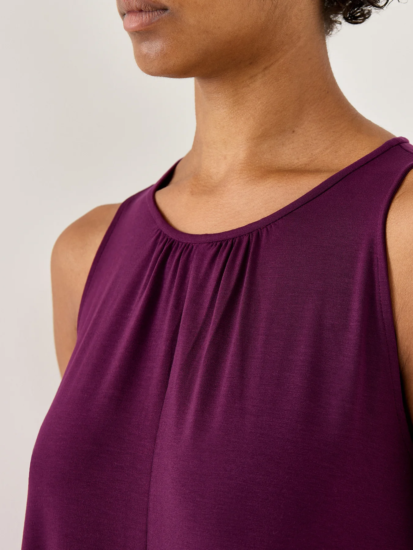 Round Neck Maxi Dress Tie Jersey Stretch Purple - Image 3