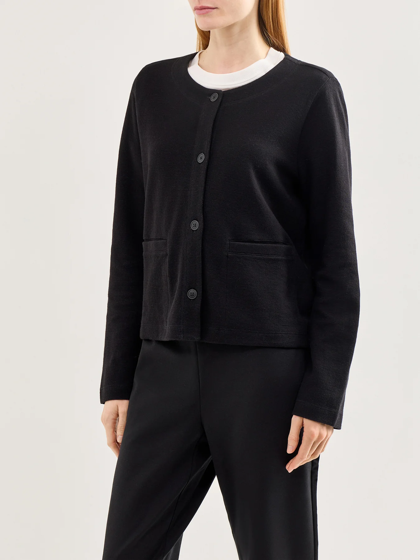 Short Round Neck Jacket Black - Image 4