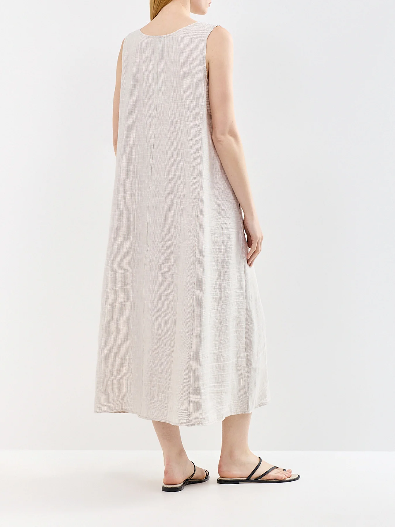 Scoop Neck Midi Dress Beige - Image 5
