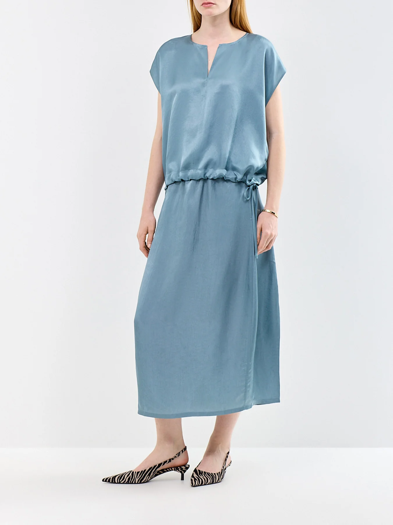 Split Neck Square Top Blue - Image 2