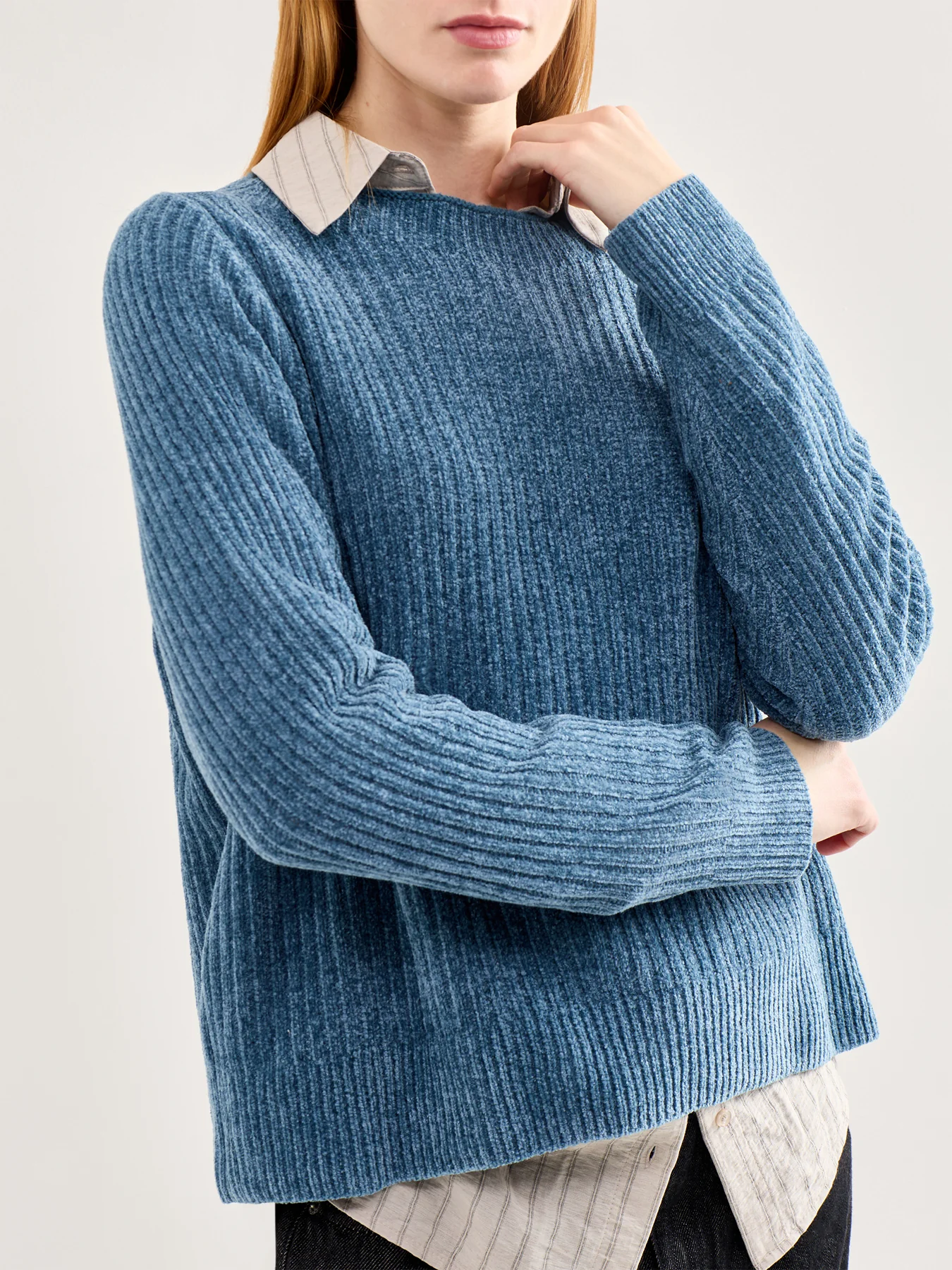 Square Armhole Wool Sweater Blue - Image 3