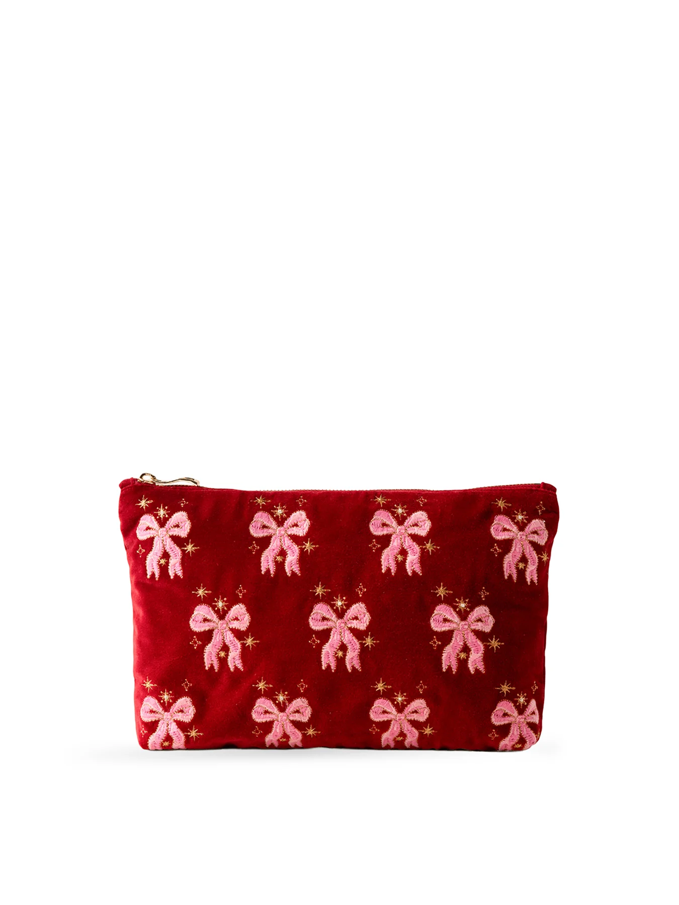 Dazzling Bows Velvet Everyday Pouch Rouge