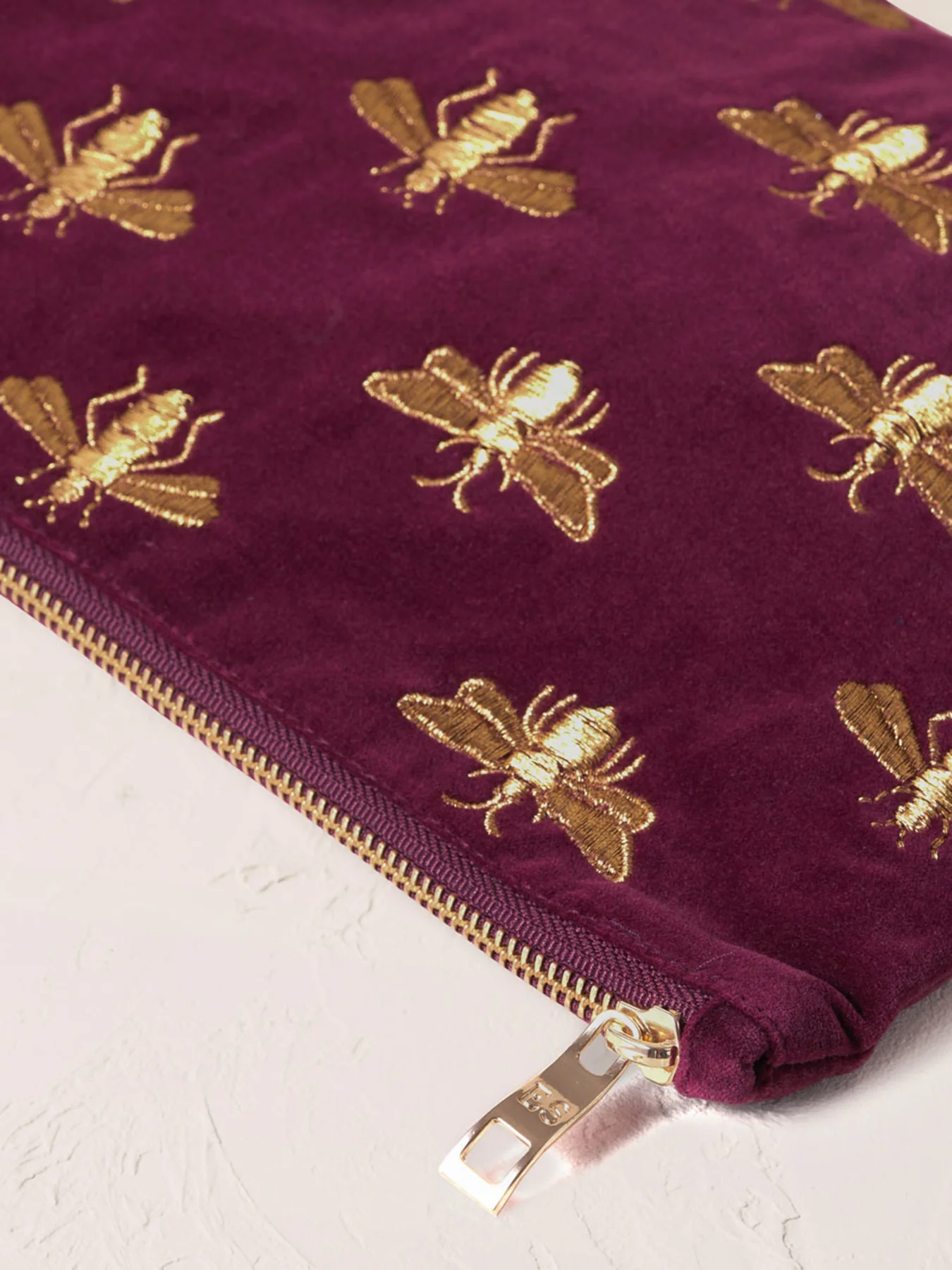 Honey Bee Velvet Everyday Pouch Plum - Image 3