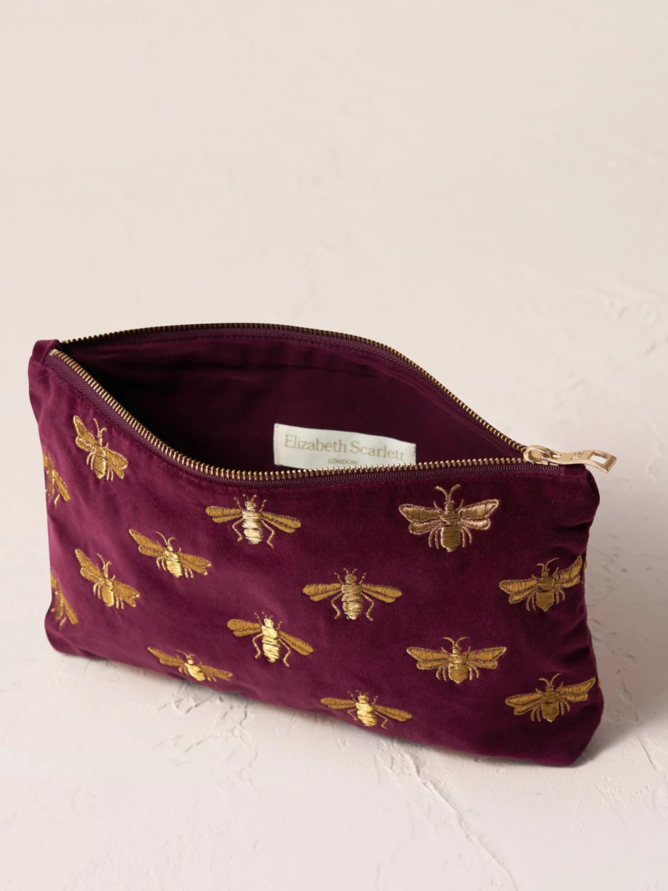 Honey Bee Velvet Everyday Pouch Plum - Image 4