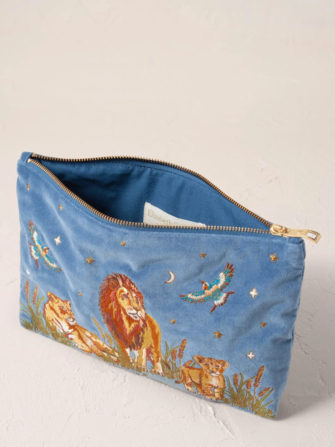 Lion Pride Velvet Everyday Pouch Dusky Blue - Image 2