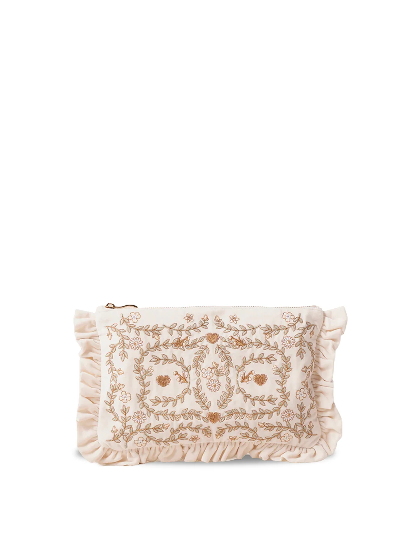 Mediterranean Garden Bride Velvet Frill Pouch Cream
