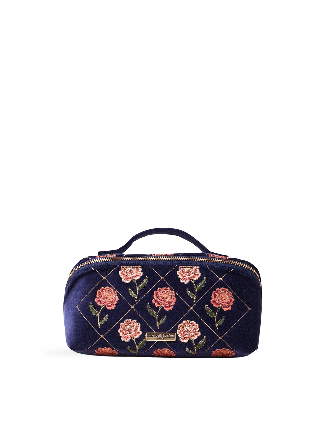 Rose Velvet Open Flat Makeup Bag Navy