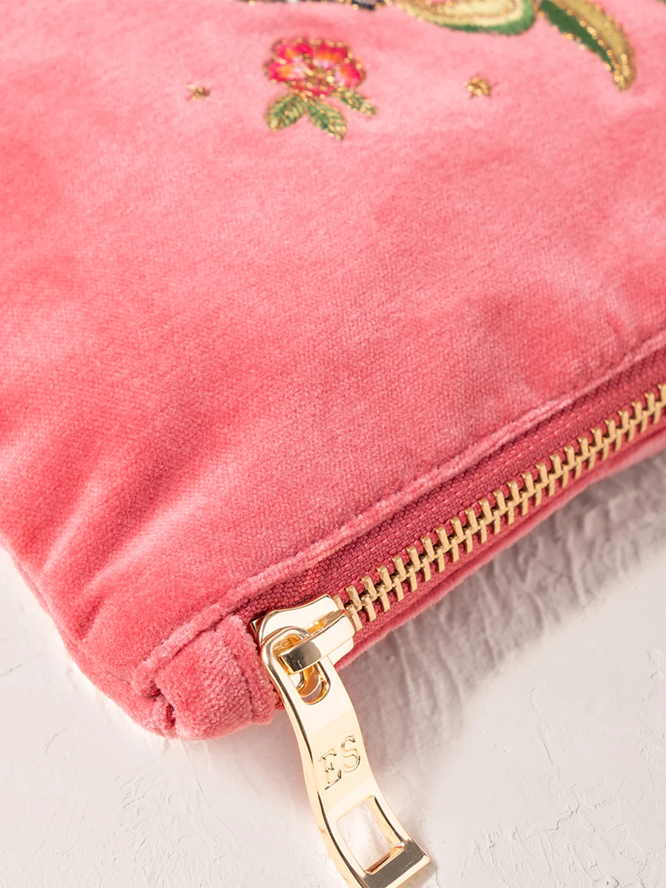 Wild Zebra Palm Velvet Mini Pouch Blush Pink - Image 3