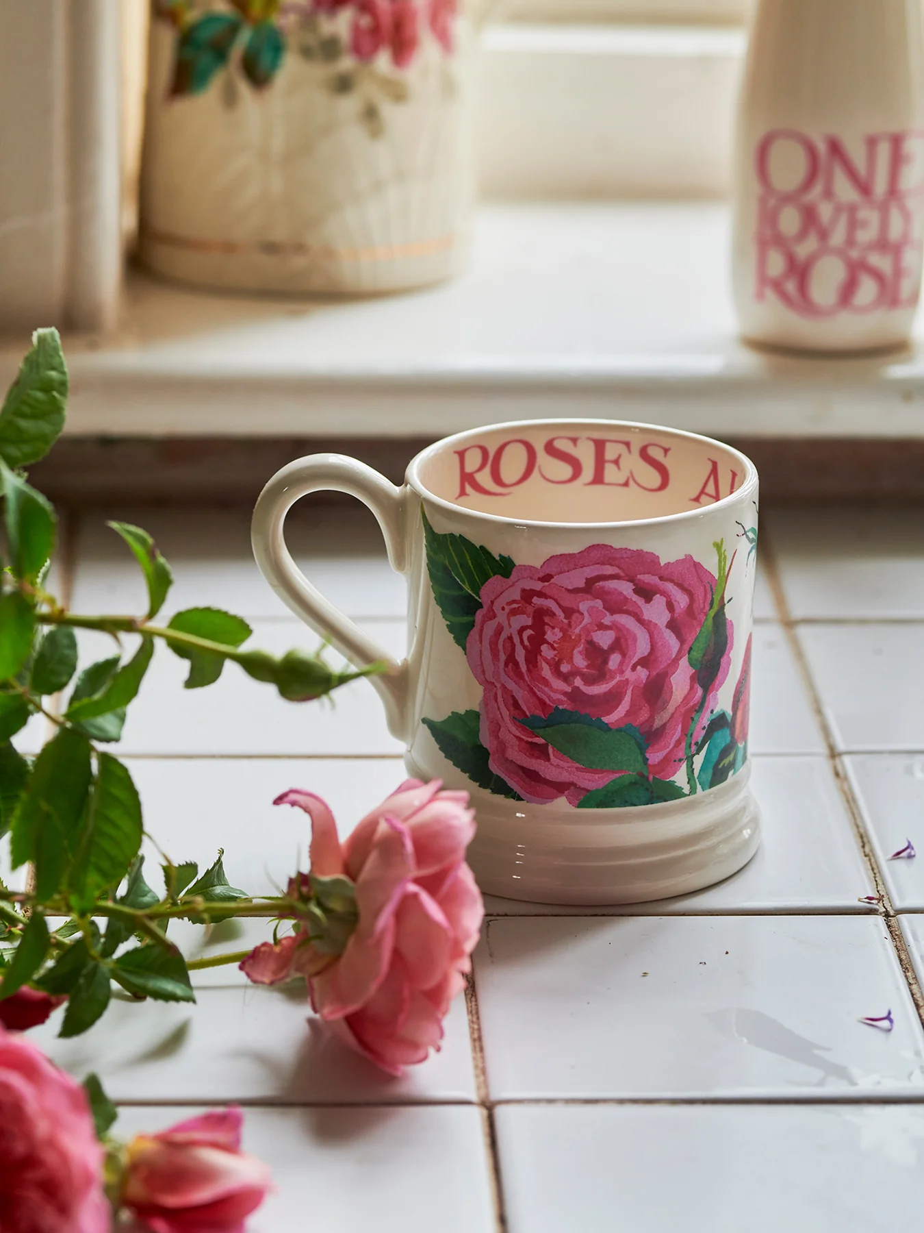 Emma’s Rose Stoneware Mug with Floral Detailing - Image 2