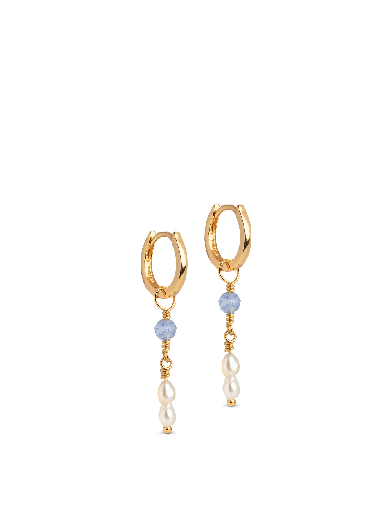 Liva Blue Quartz Hoop Earrings Gold