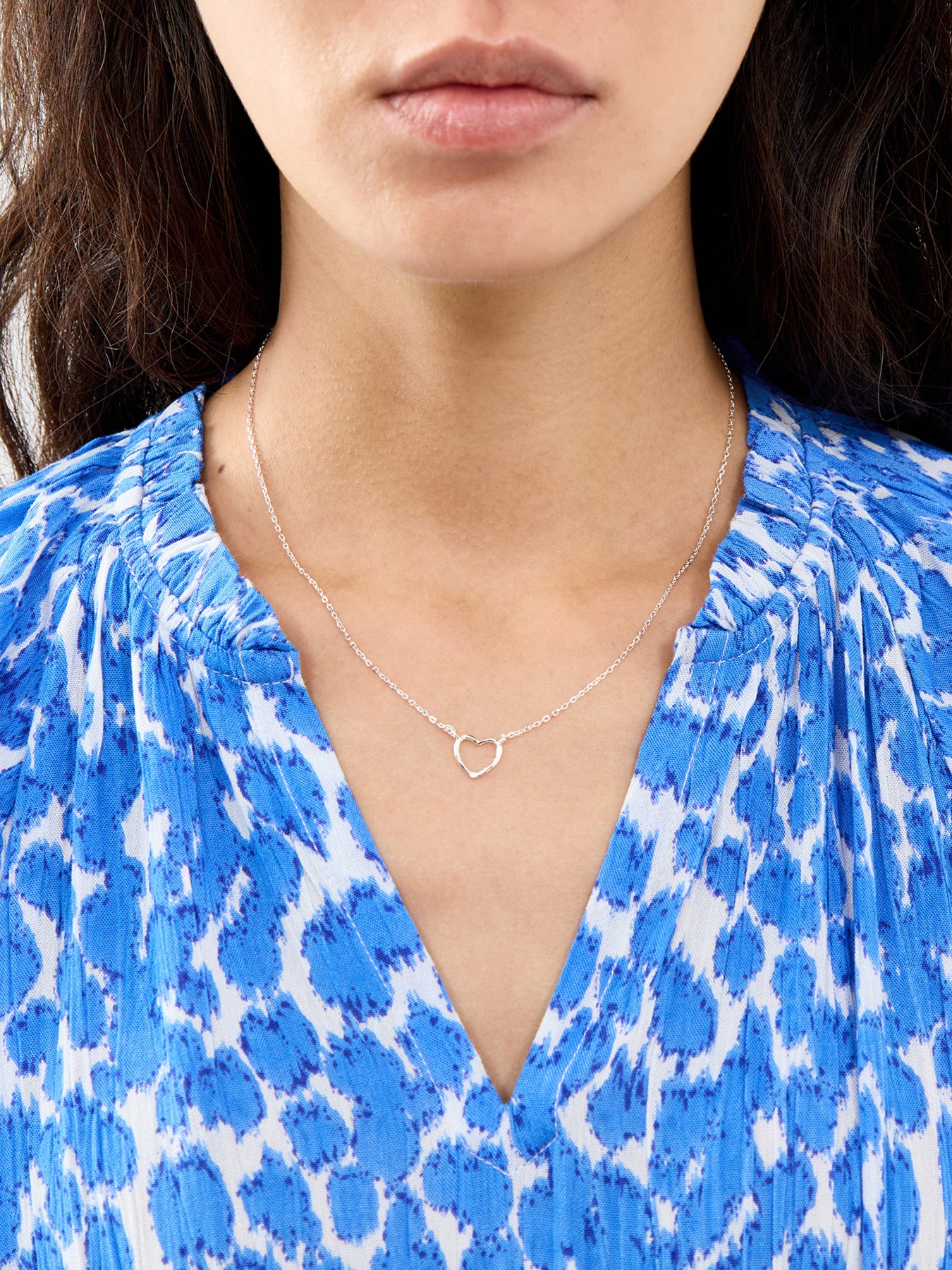 Organic Heart Pendant Necklace Silver - Image 2
