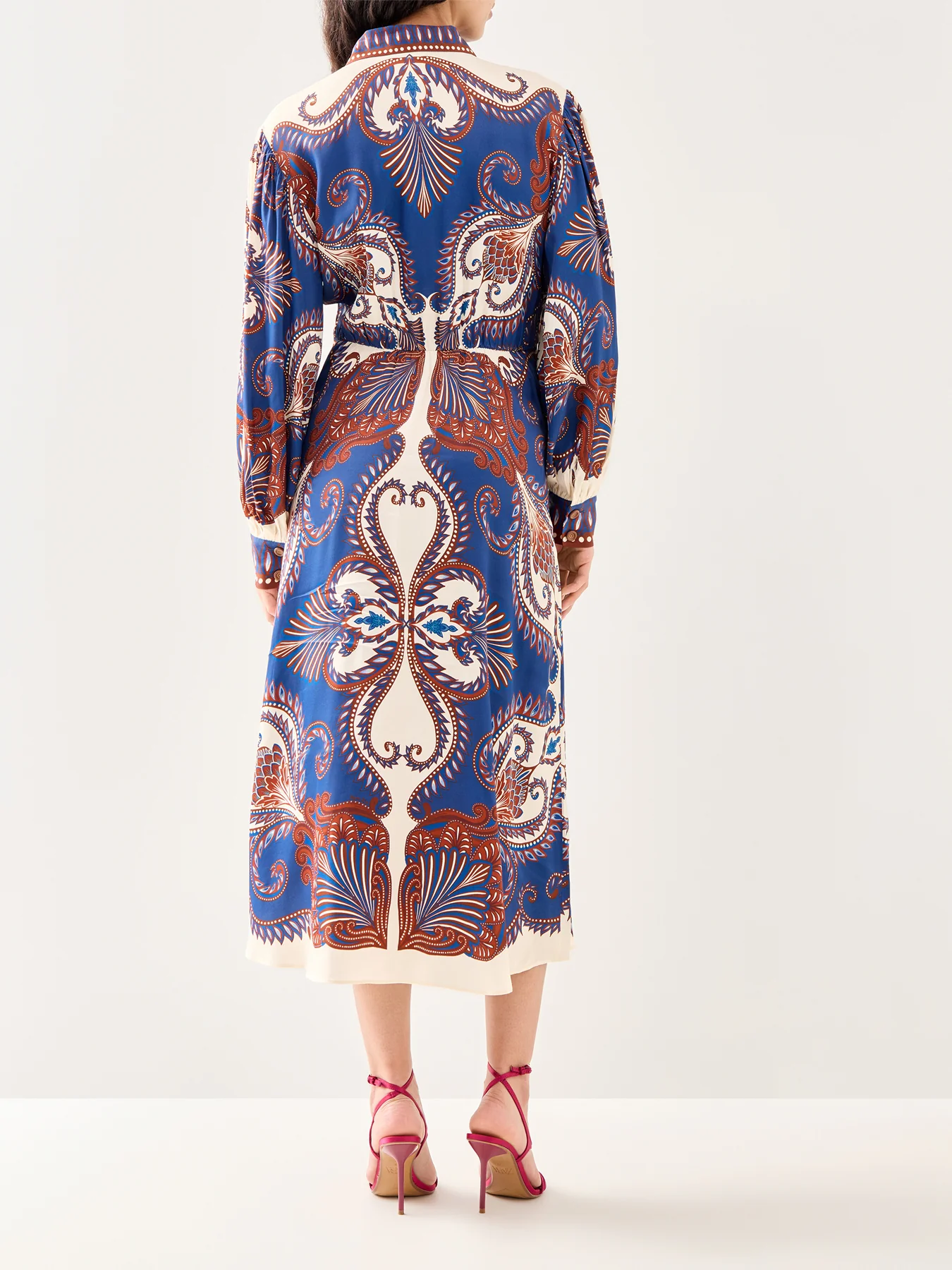 Arabesque Scarf Blue Midi Dress Multi - Image 5