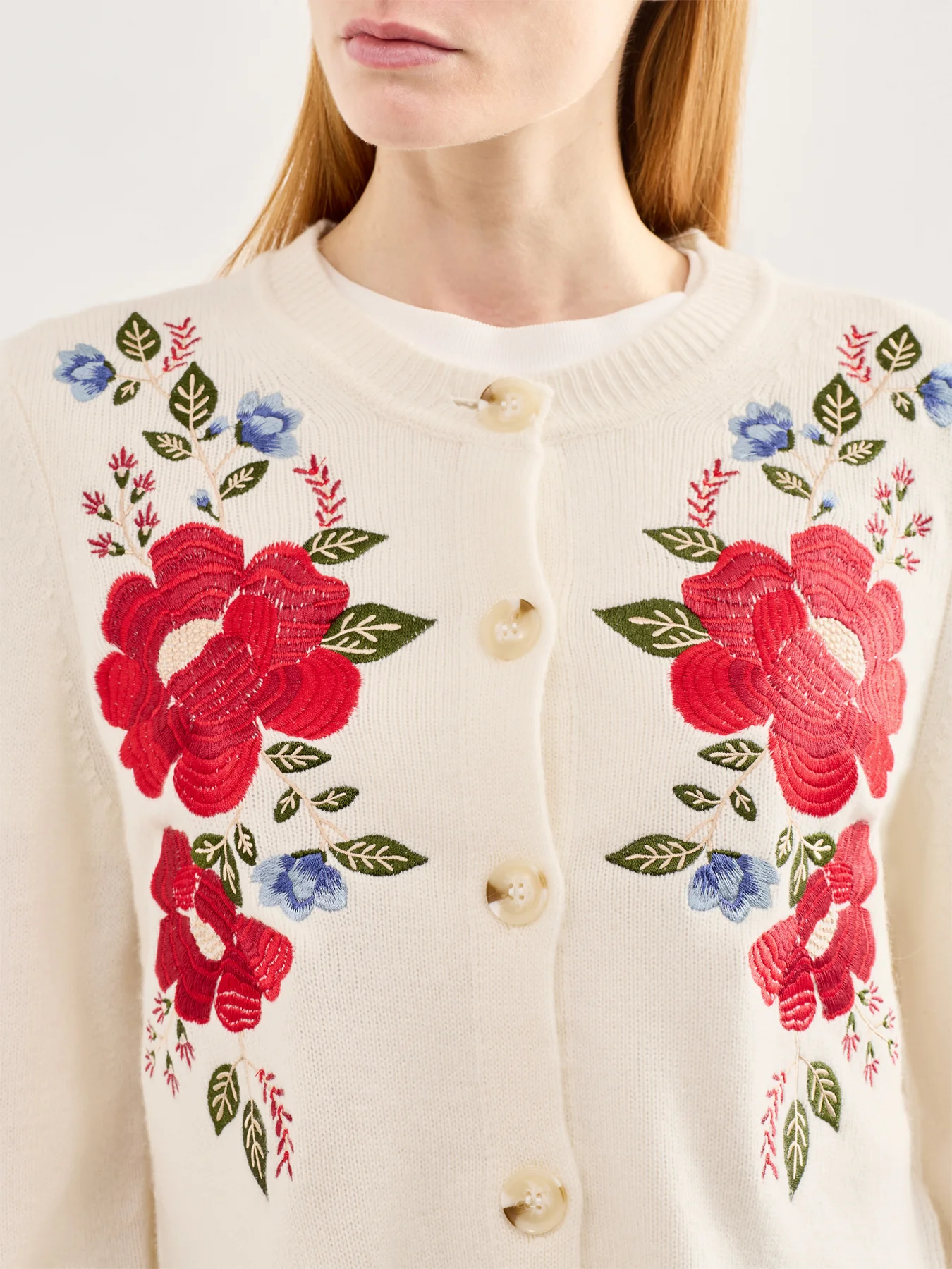 Floral Embroidered Knit Cardigan Multi - Image 3