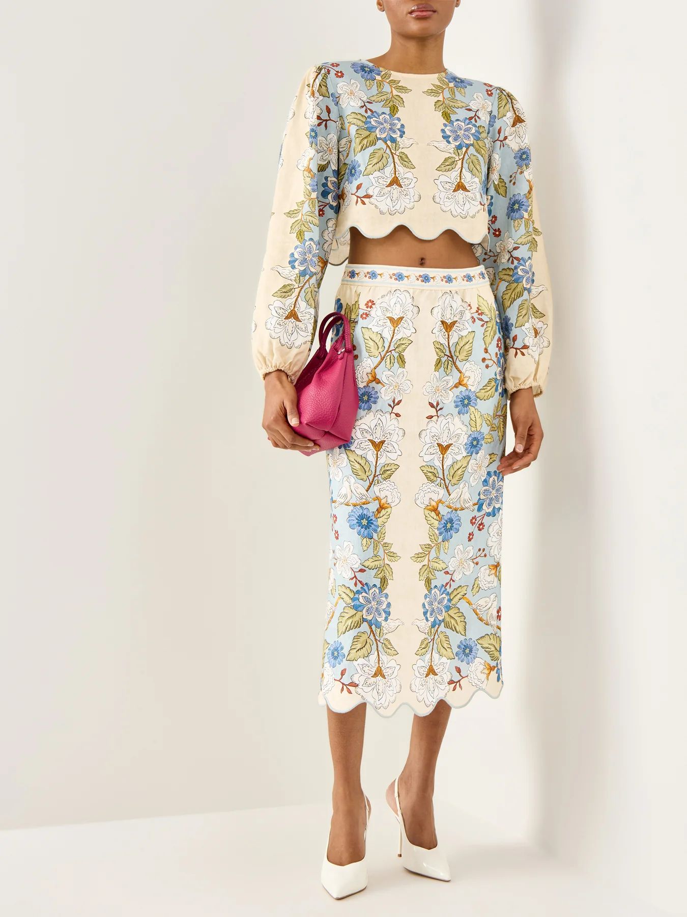Garden Scarf Blue Midi Skirt - Image 2