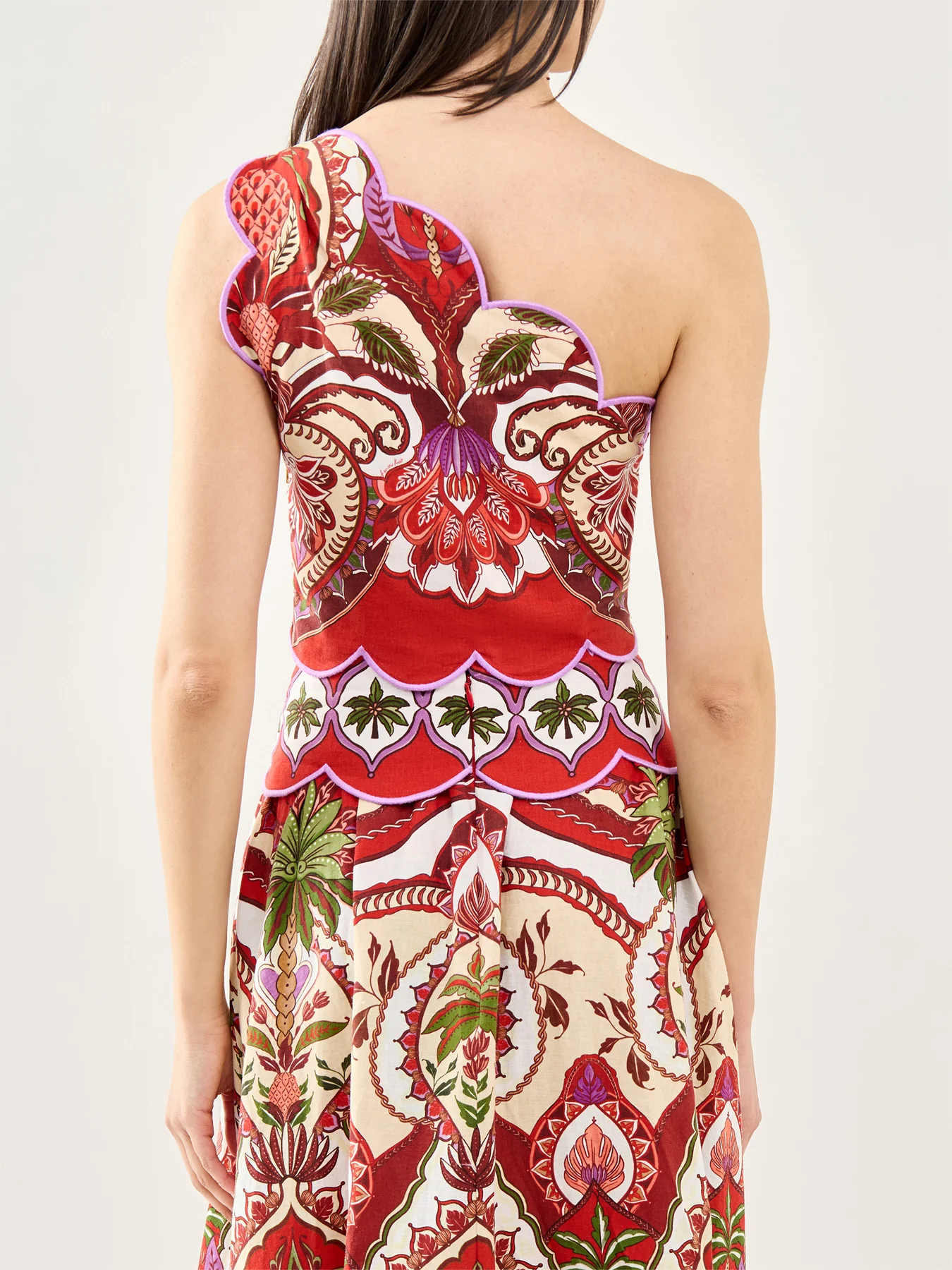 Odara One Shoulder Scallop Top Red - Image 5