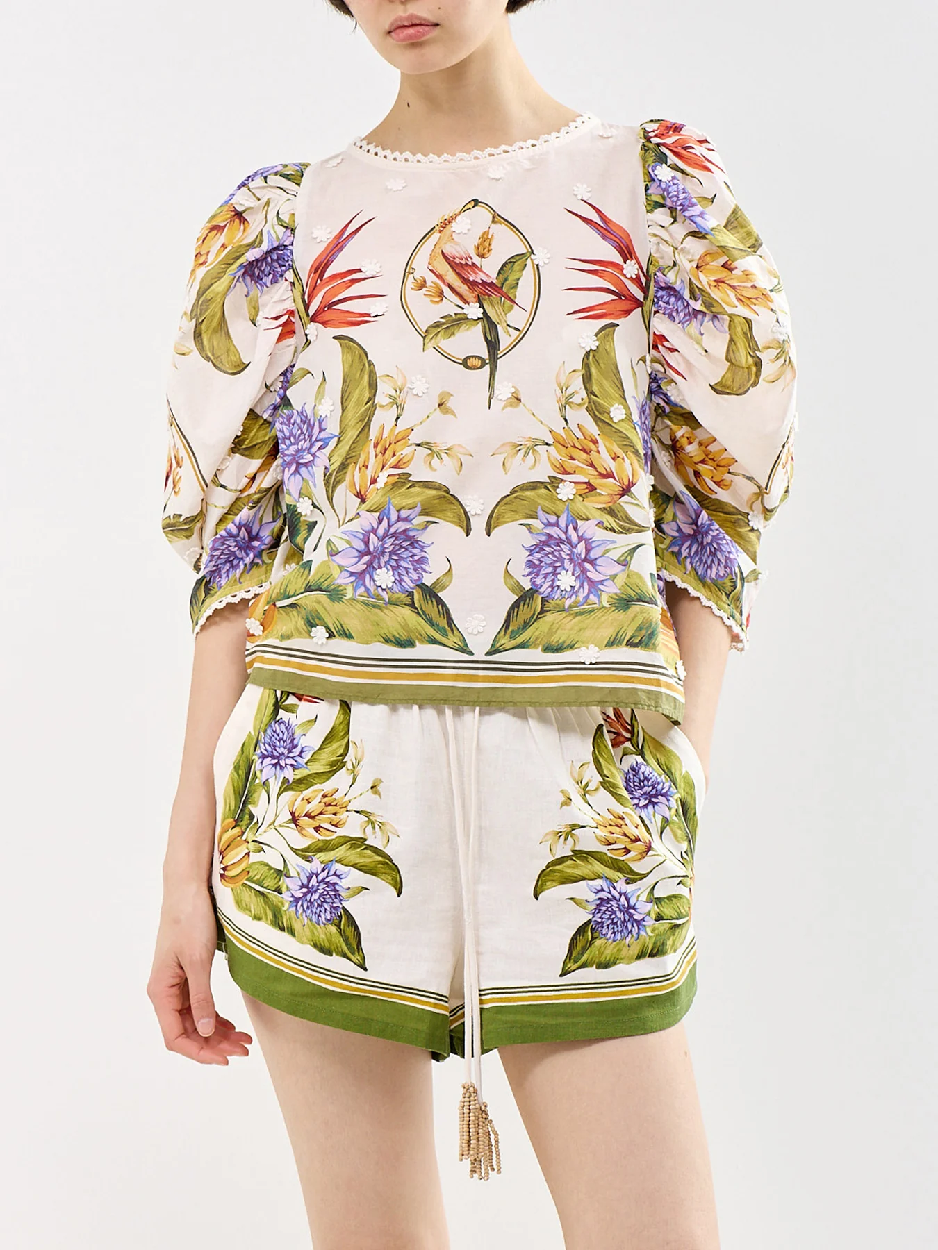 Tropical Scarf Sand Green Blouse Multi - Image 4