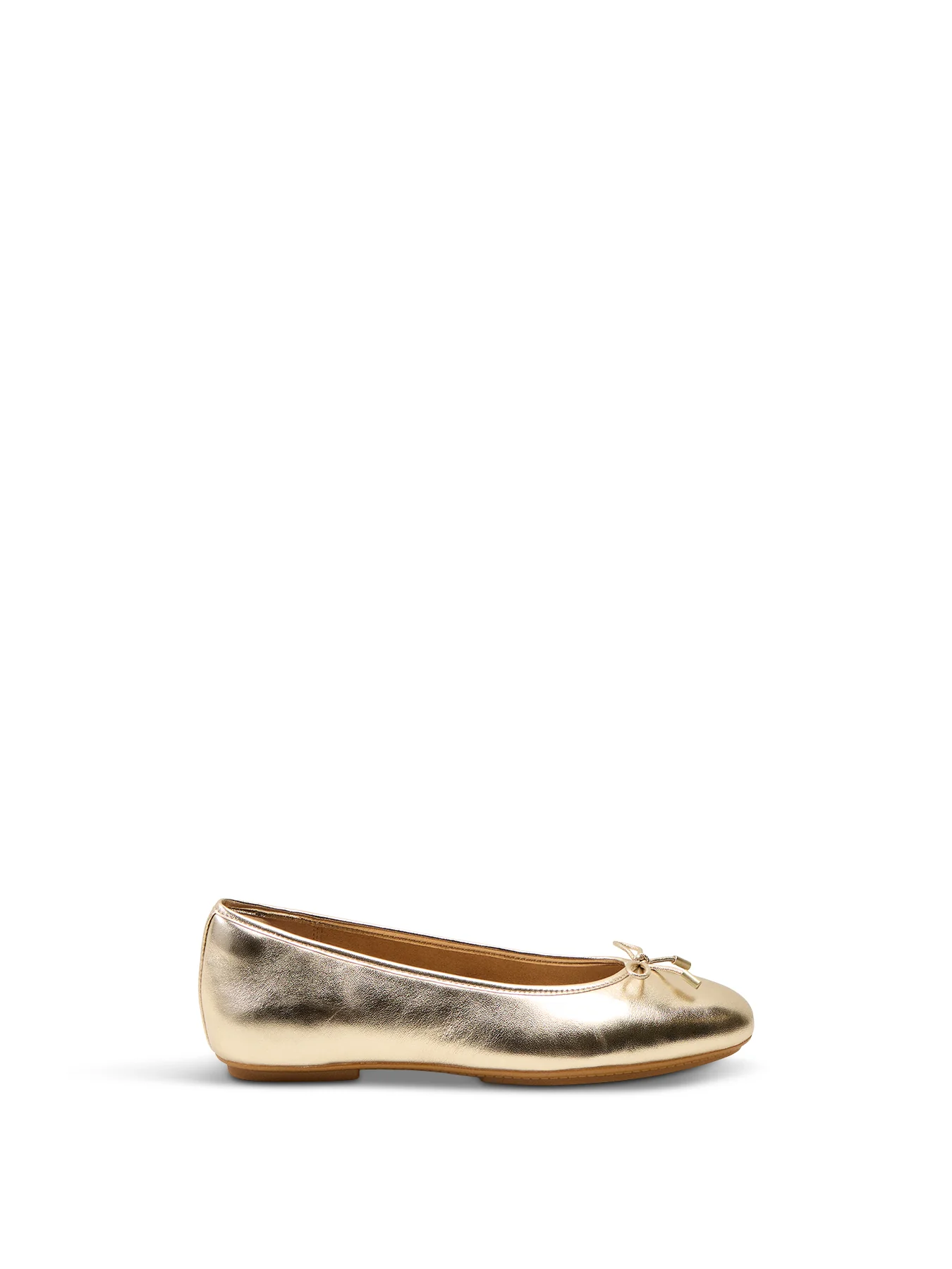 Delicato Bow Soft Metallic-Leather Ballet Flats
