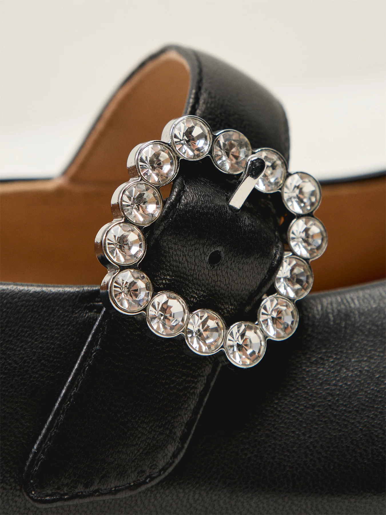Delicato Crystal-Buckle Leather Mary Janes Black - Image 3