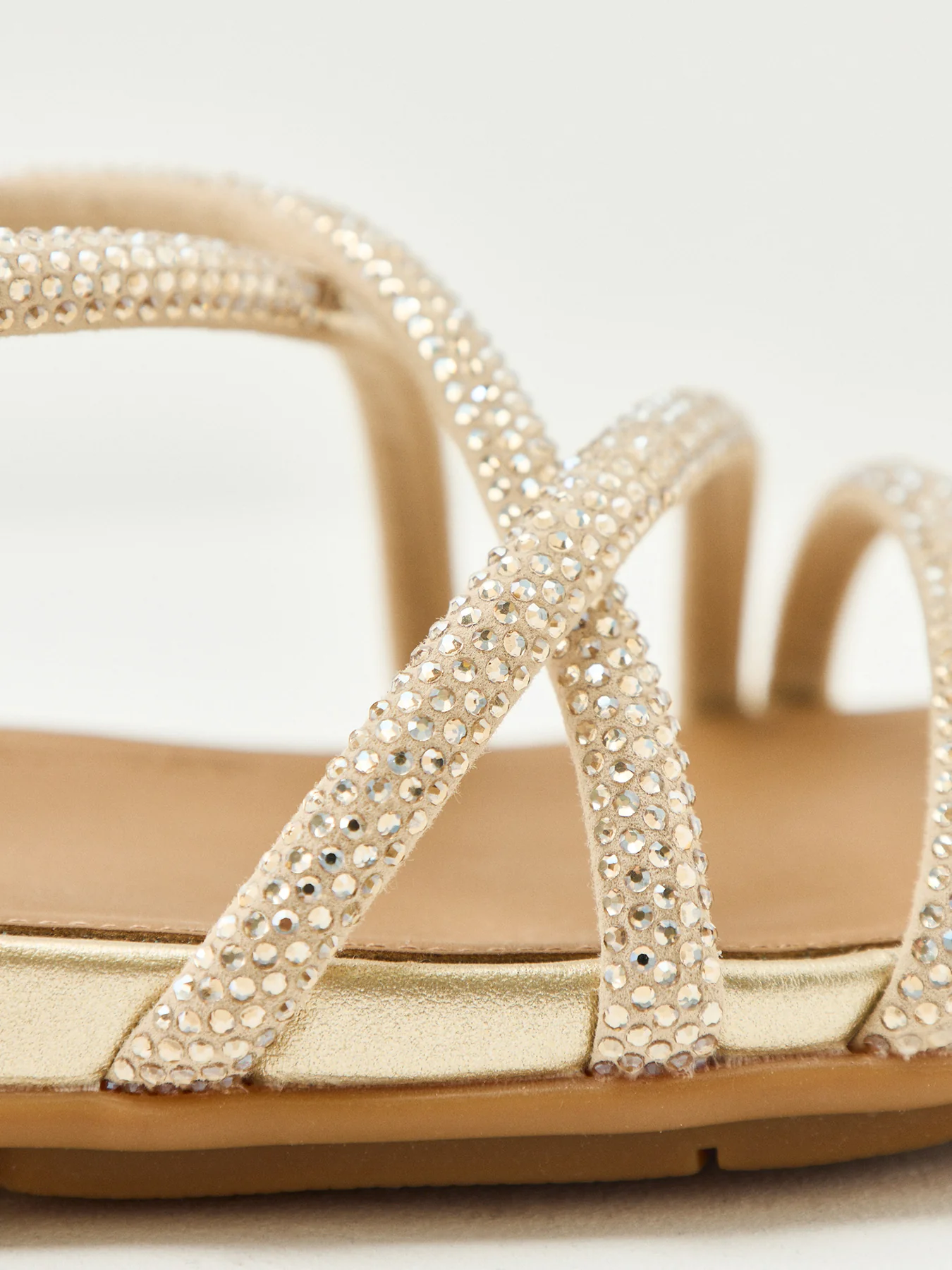 Gracie Crystal Strappy Sandals Gold - Image 3