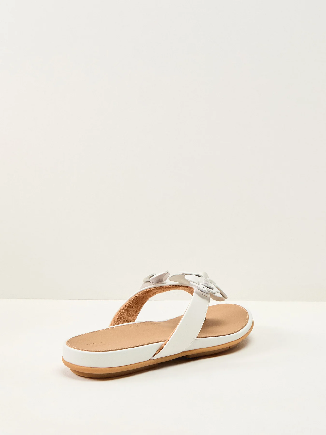 Floral Leather Flip-Flops White - Image 2