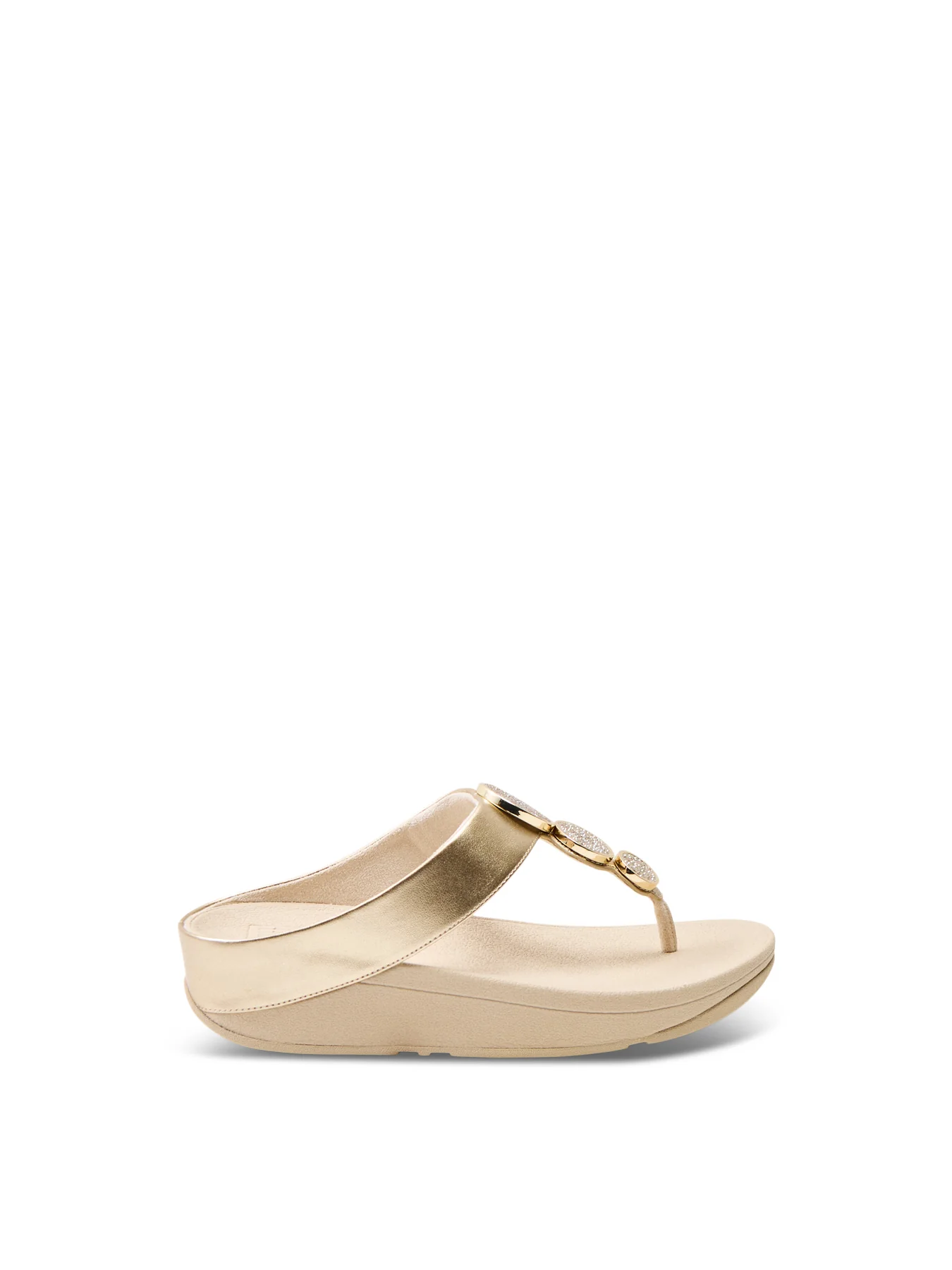 Halo Bead-Circle Toe-Post Sandals Platino Gold