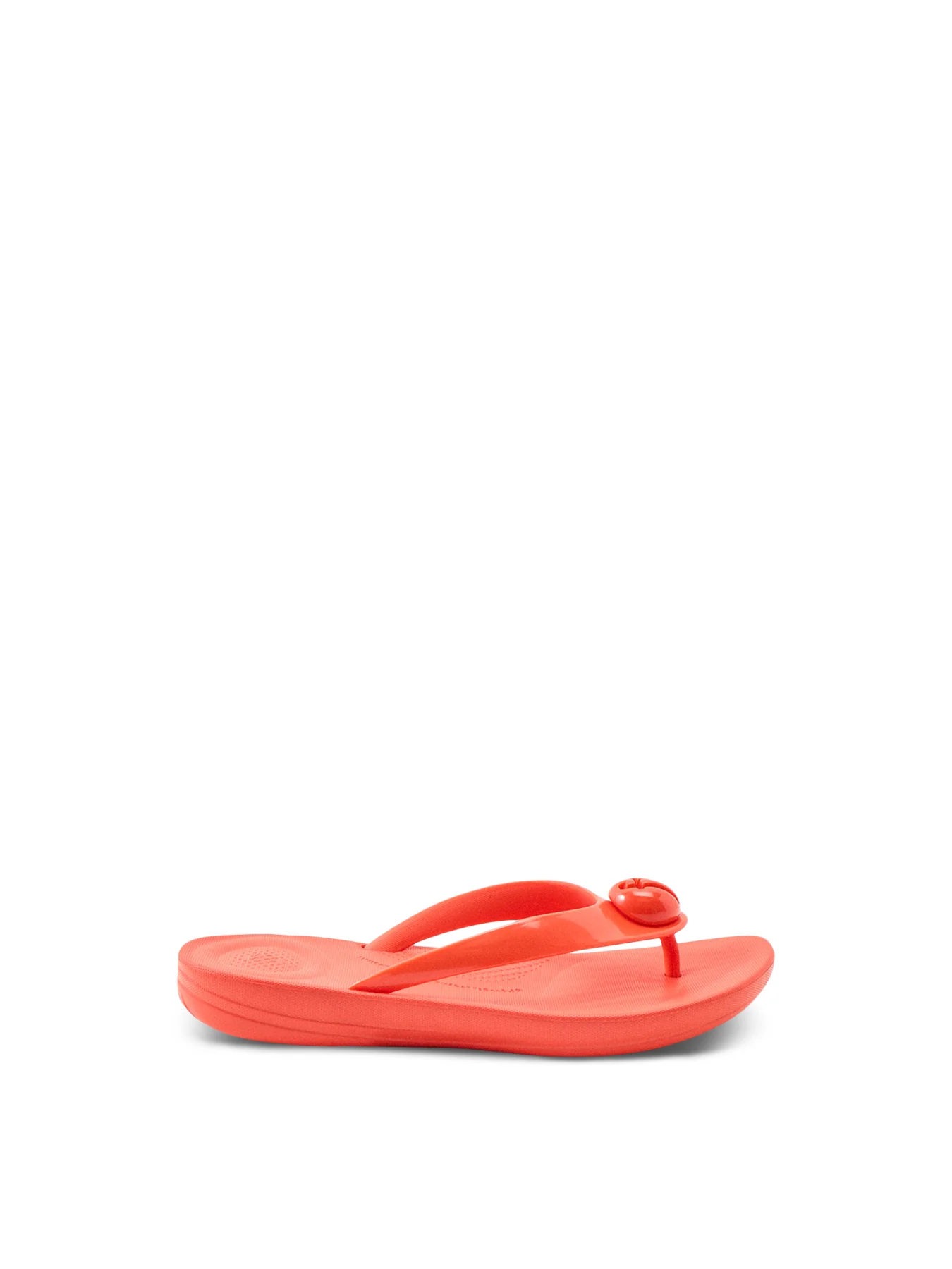Iqushion Glossy-Button Flip-Flops Cherry Tomato