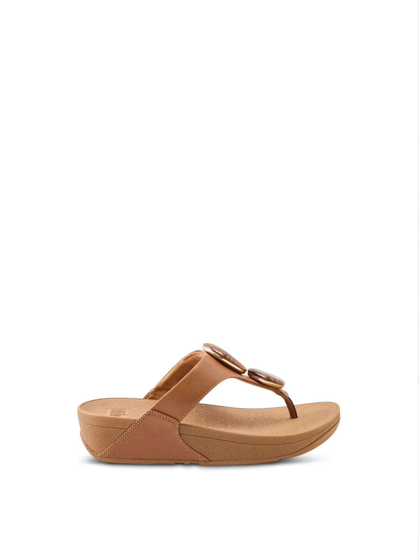 Lulu Marbled-Stone Toe-Post Sandals Deep Tan