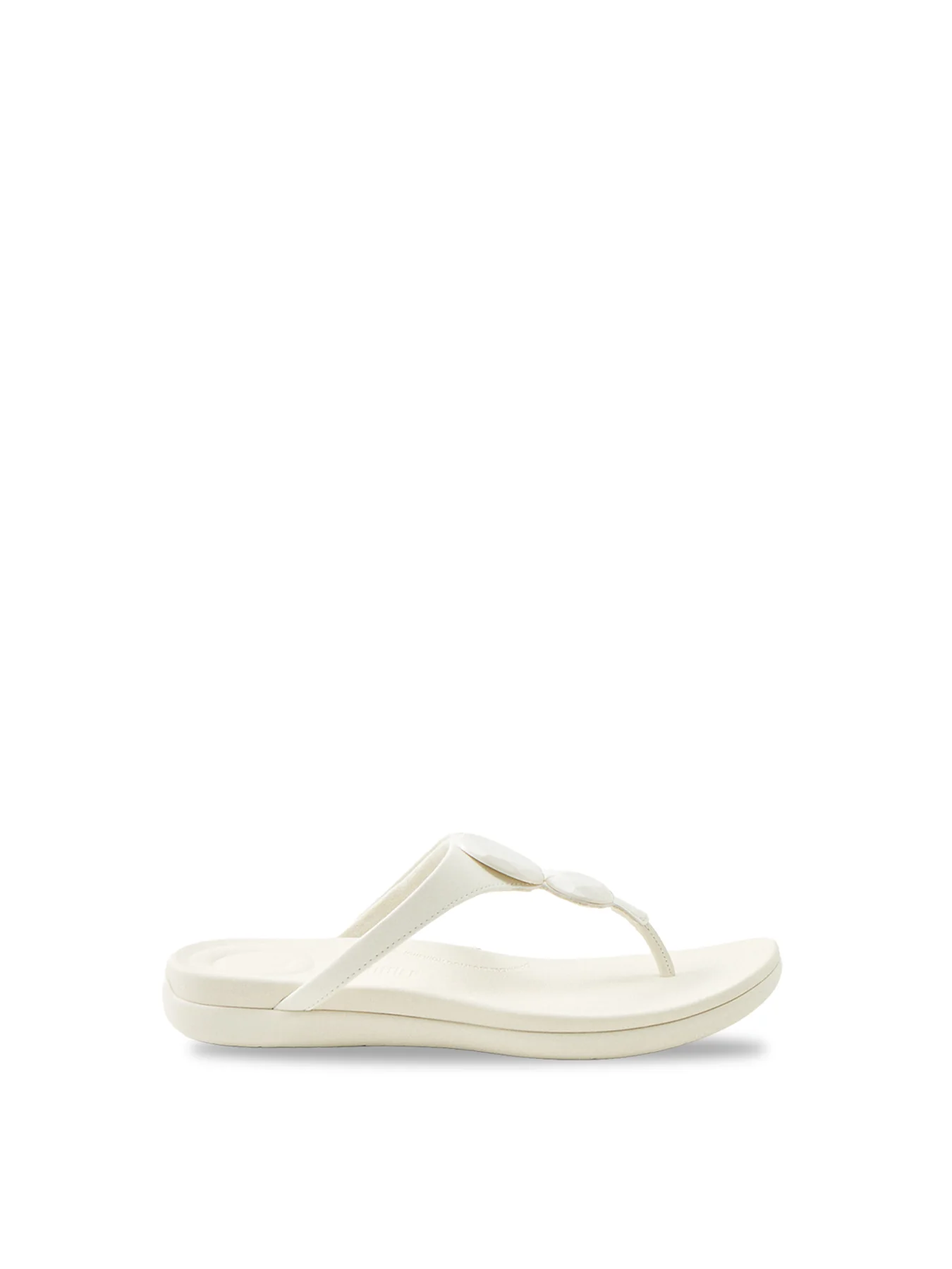 Solay Glossy-Disc Toe-Post Sandals White