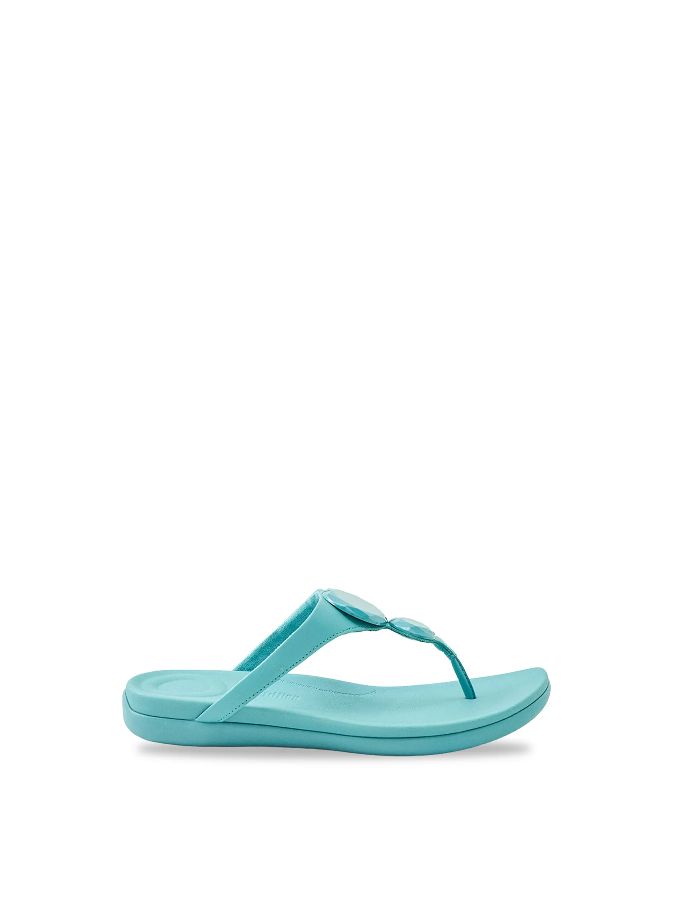 Solay Glossy-Disc Toe-Post Sandals Blue
