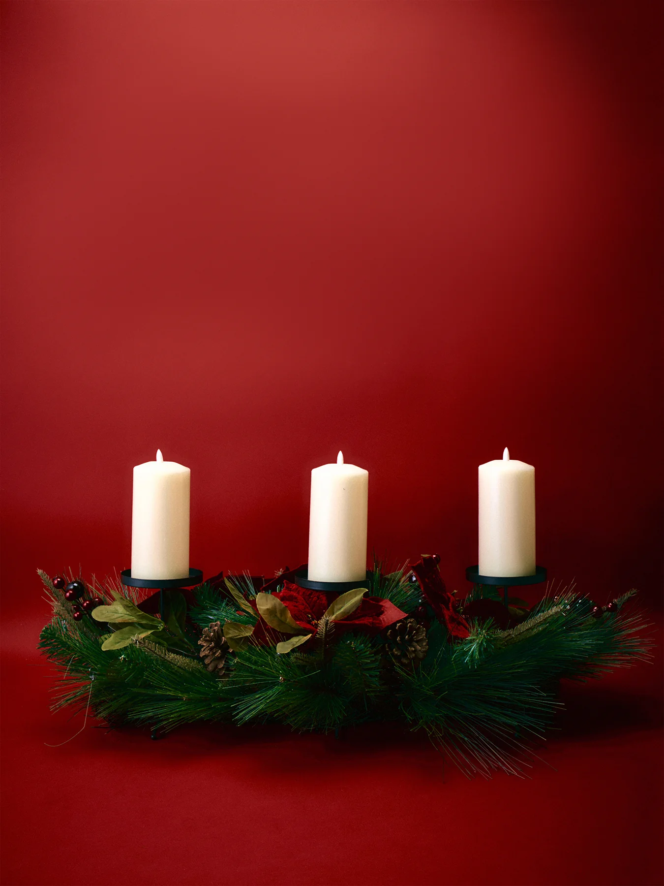 Poinsettia Candle Holder Christmas Decoration 81cm - Image 2