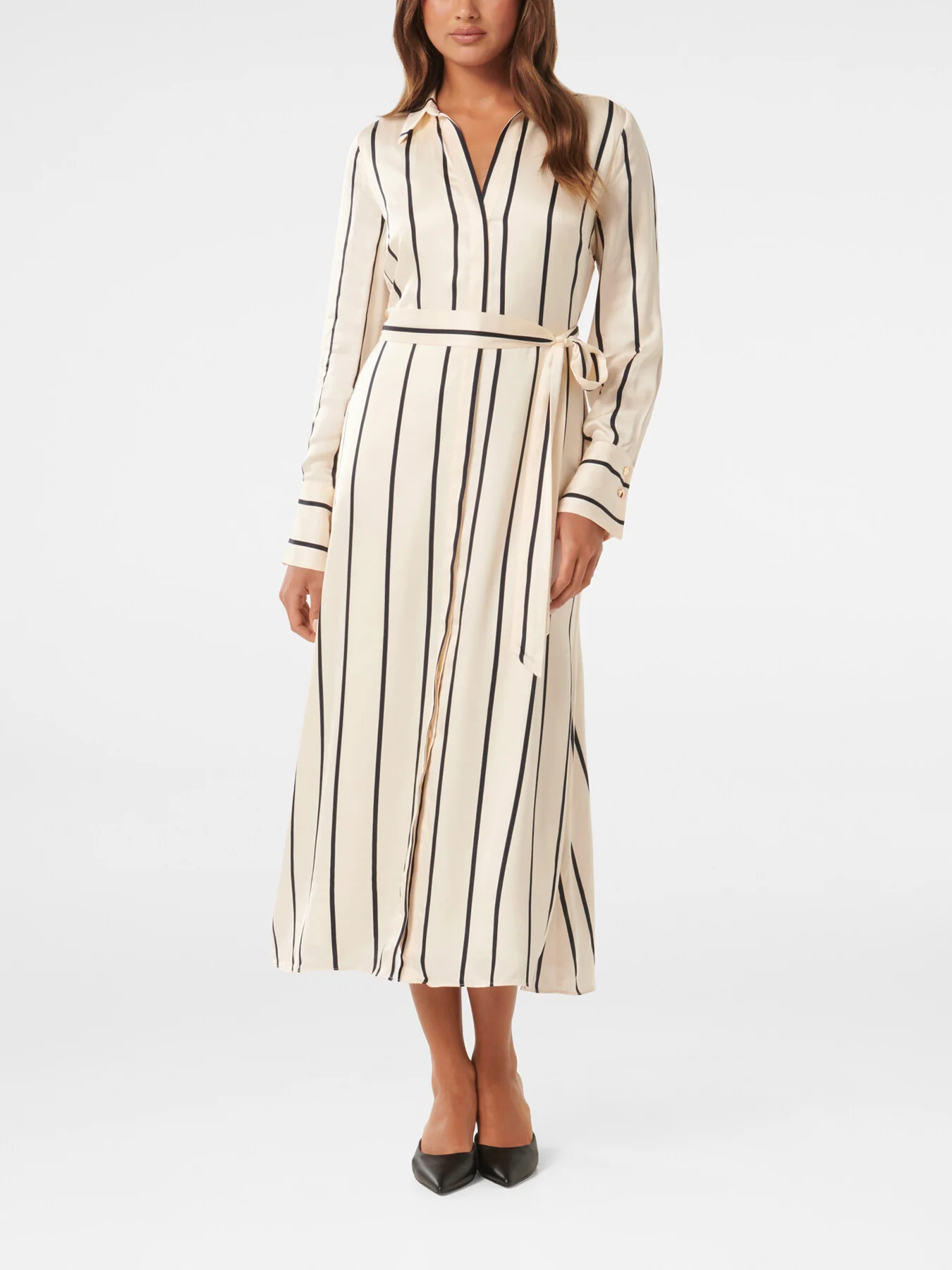 Janine Satin Midi Shirt Dress - Image 2