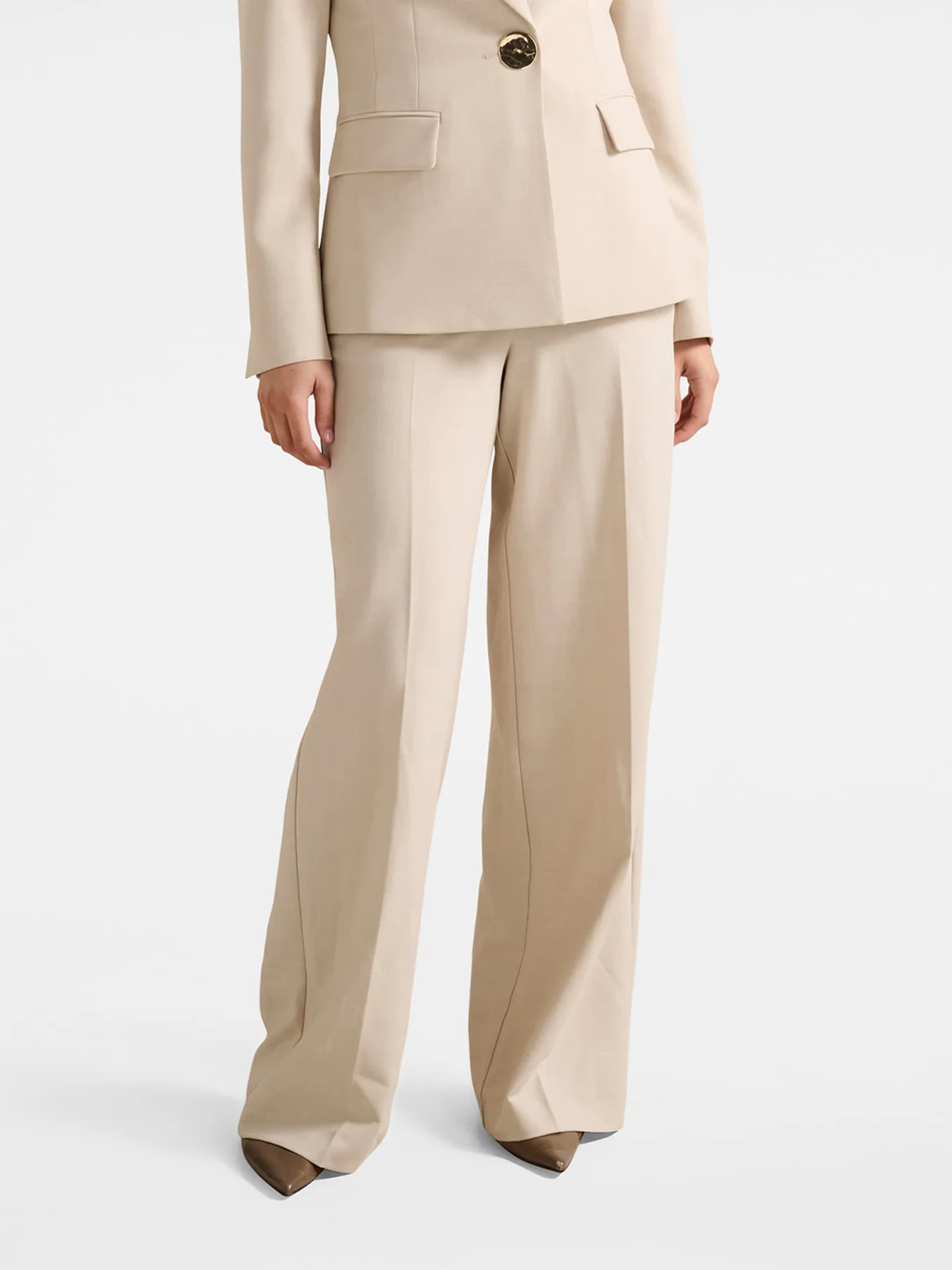 Lulu Wide Leg Pants Milk Marle Suit - Image 3