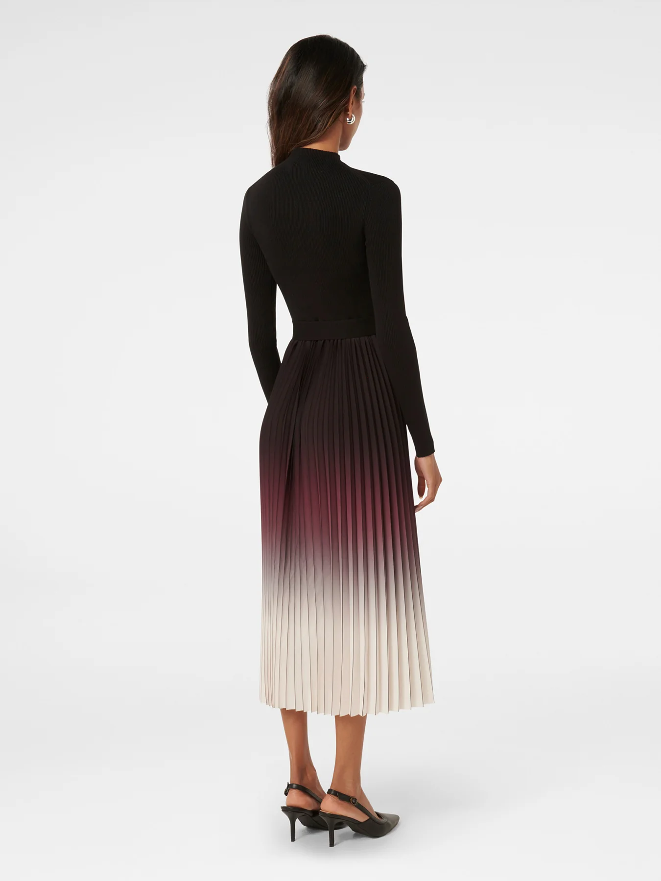 Harmony Pleated Midi Dress Black - Image 3