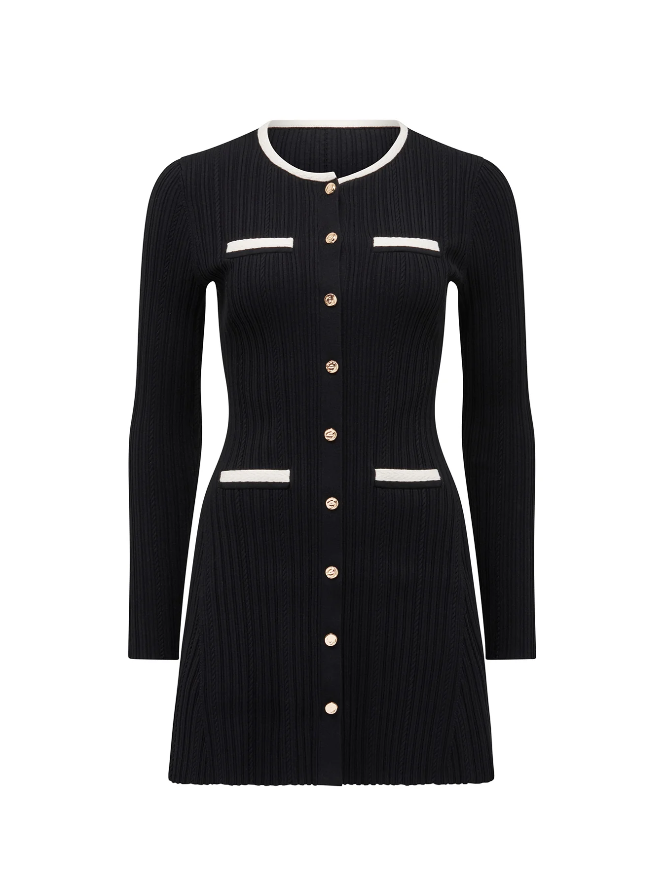 Brielle Fit and Flare Knitted Mini Dress Black