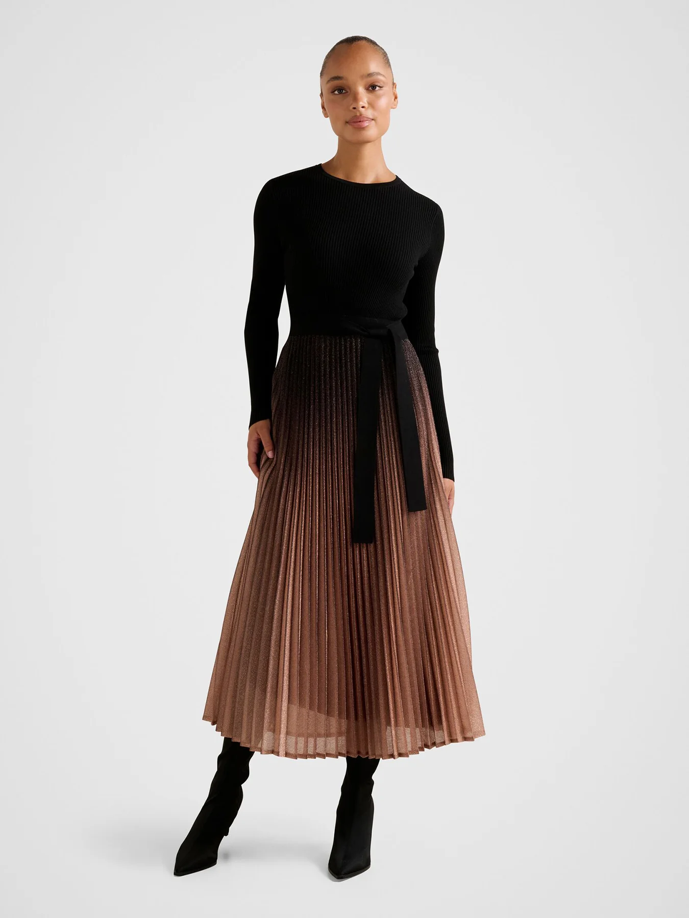 Celina Ombre Metallic Midi Dress Black - Image 2