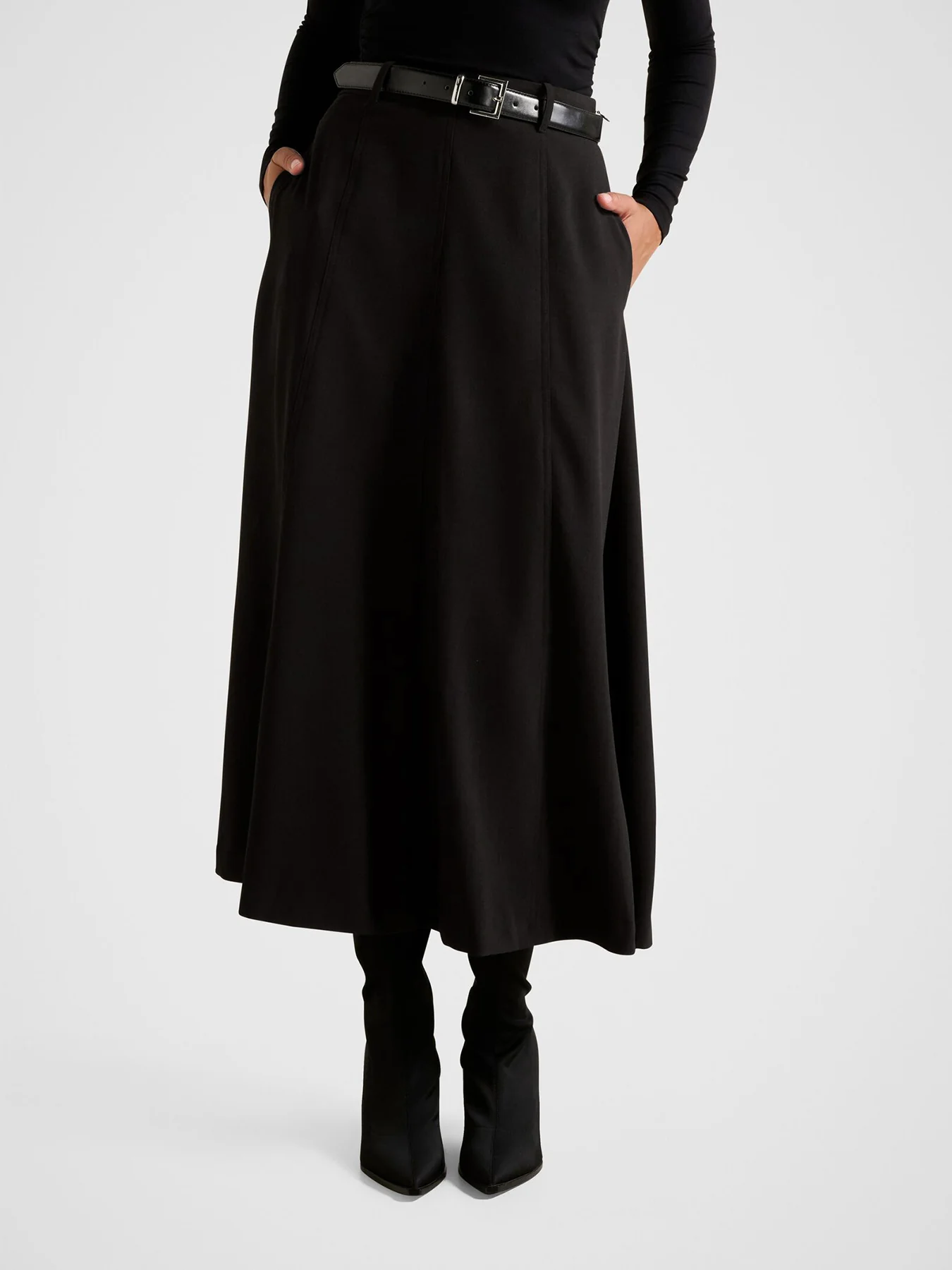 Celine Belted Midi Skirt Black - Image 4