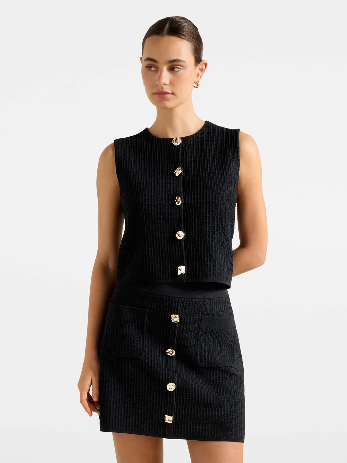 Elyse Knitted Tank Top Black - Image 4