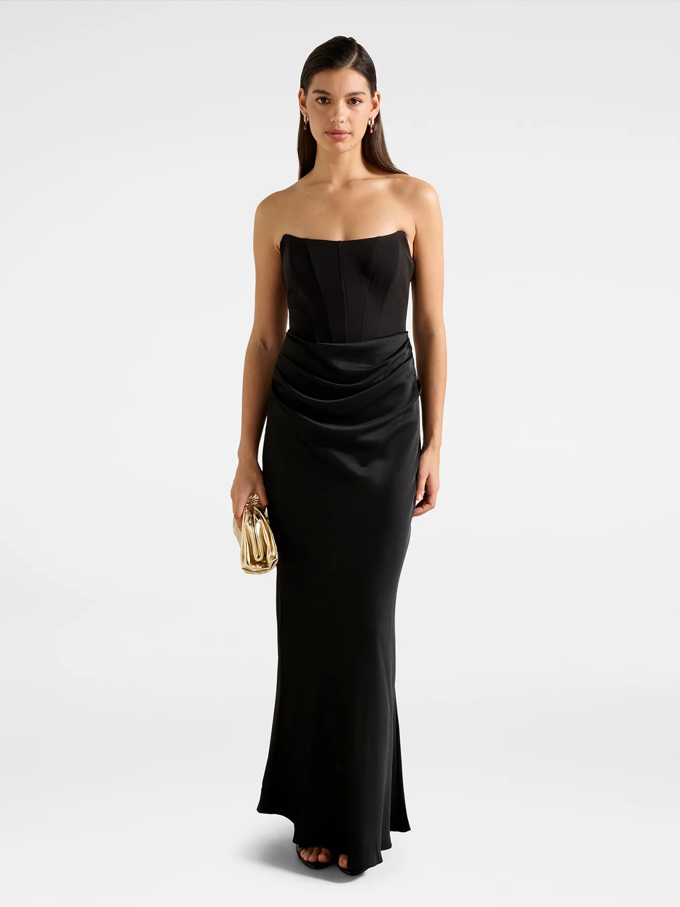Isra Draped Strapless Maxi Dress Black - Image 2