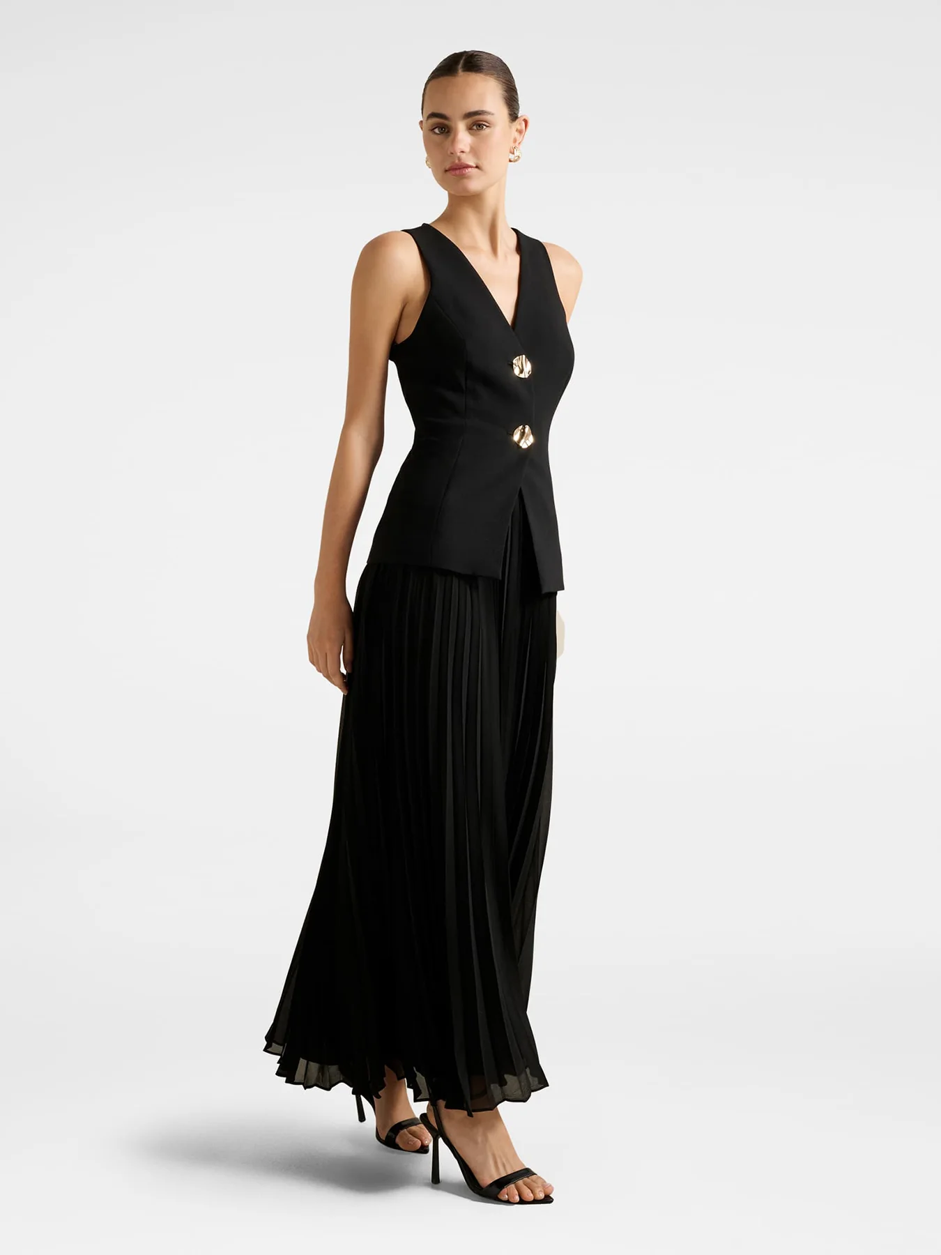 Larissa Pleated Maxi Dress Black - Image 5