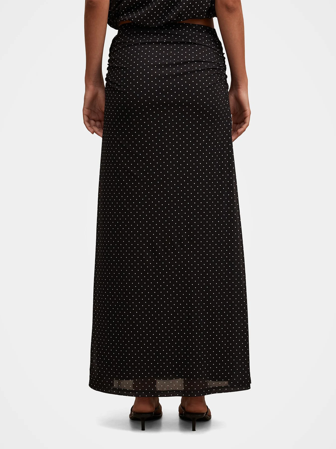 Mimi Spot Print Flute Maxi Skirt Black - Image 3