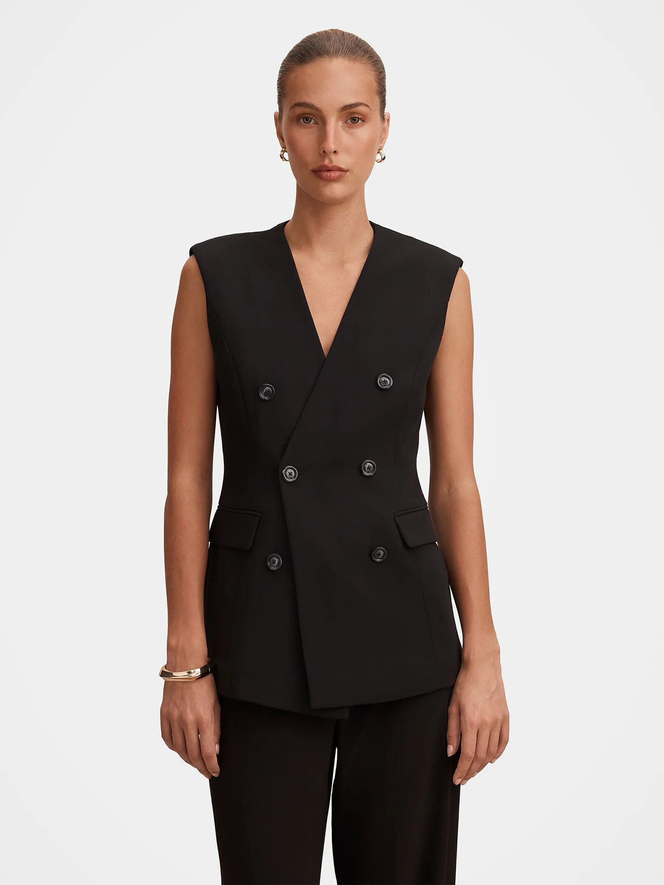 Myra Sleeveless Blazer Black - Image 4