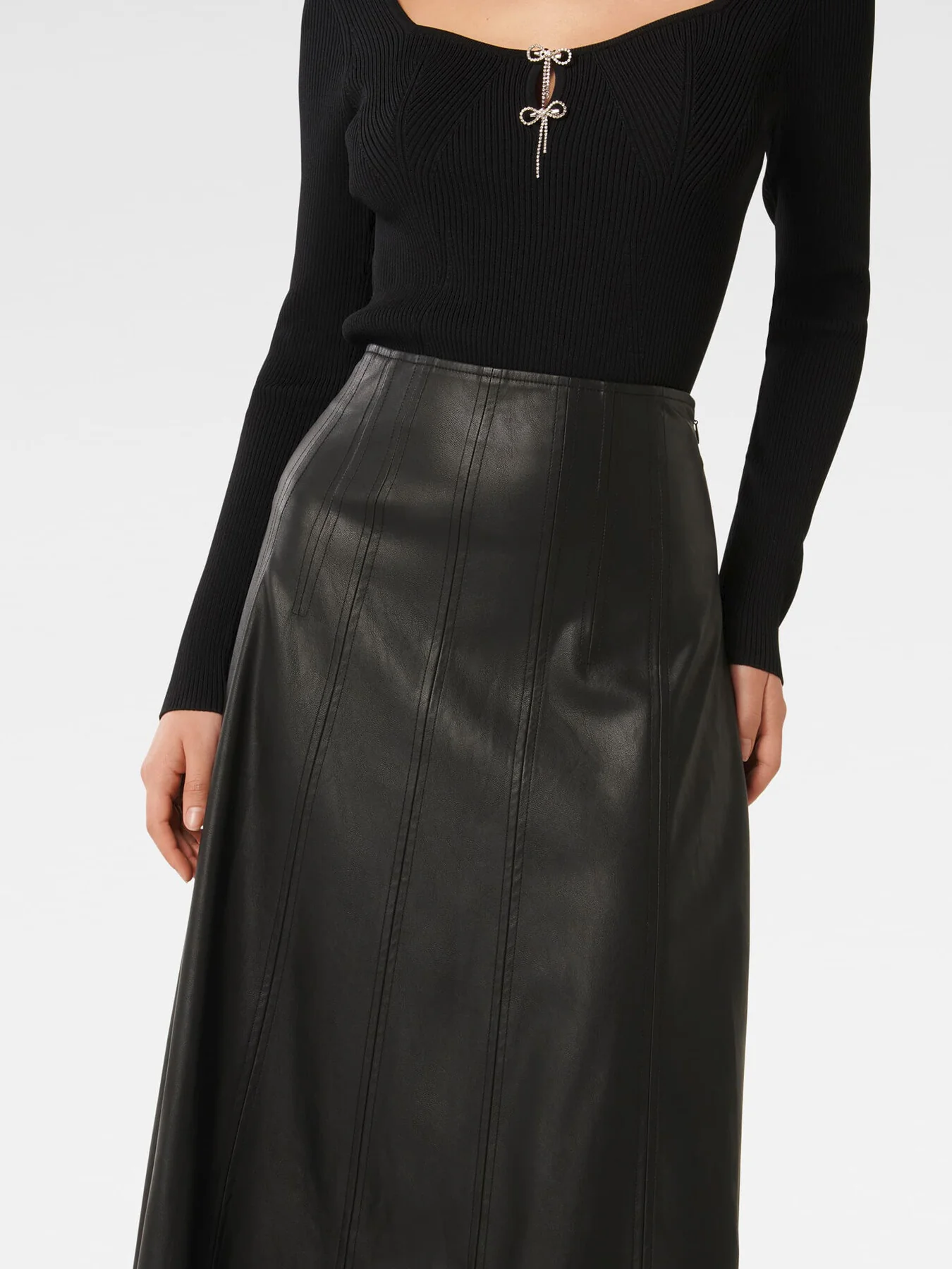 Renley Vegan Leather Midi Skirt - Image 5