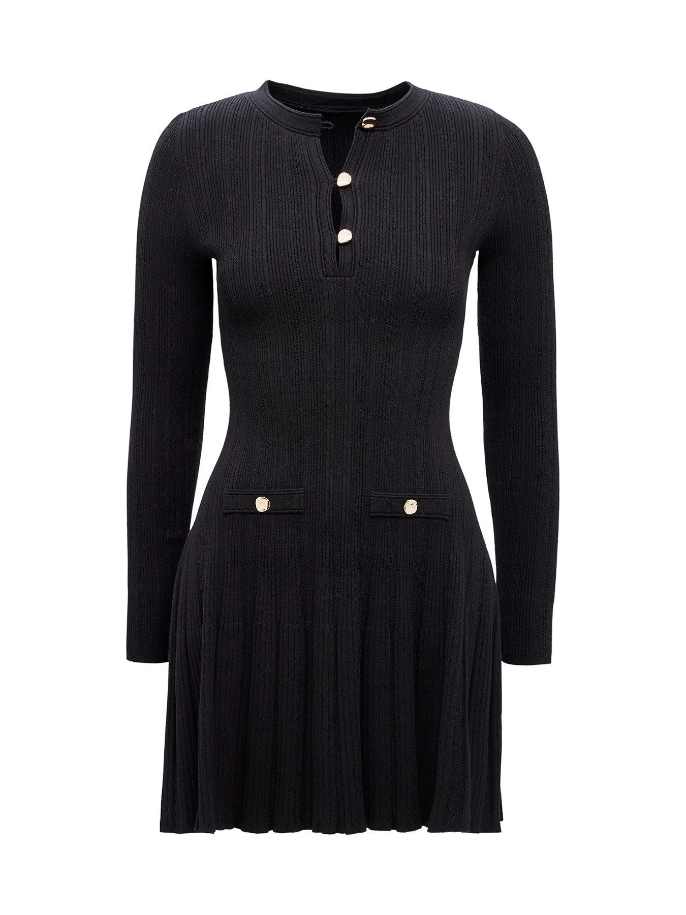 Skye Stitch Interest Knitted Mini Dress Black
