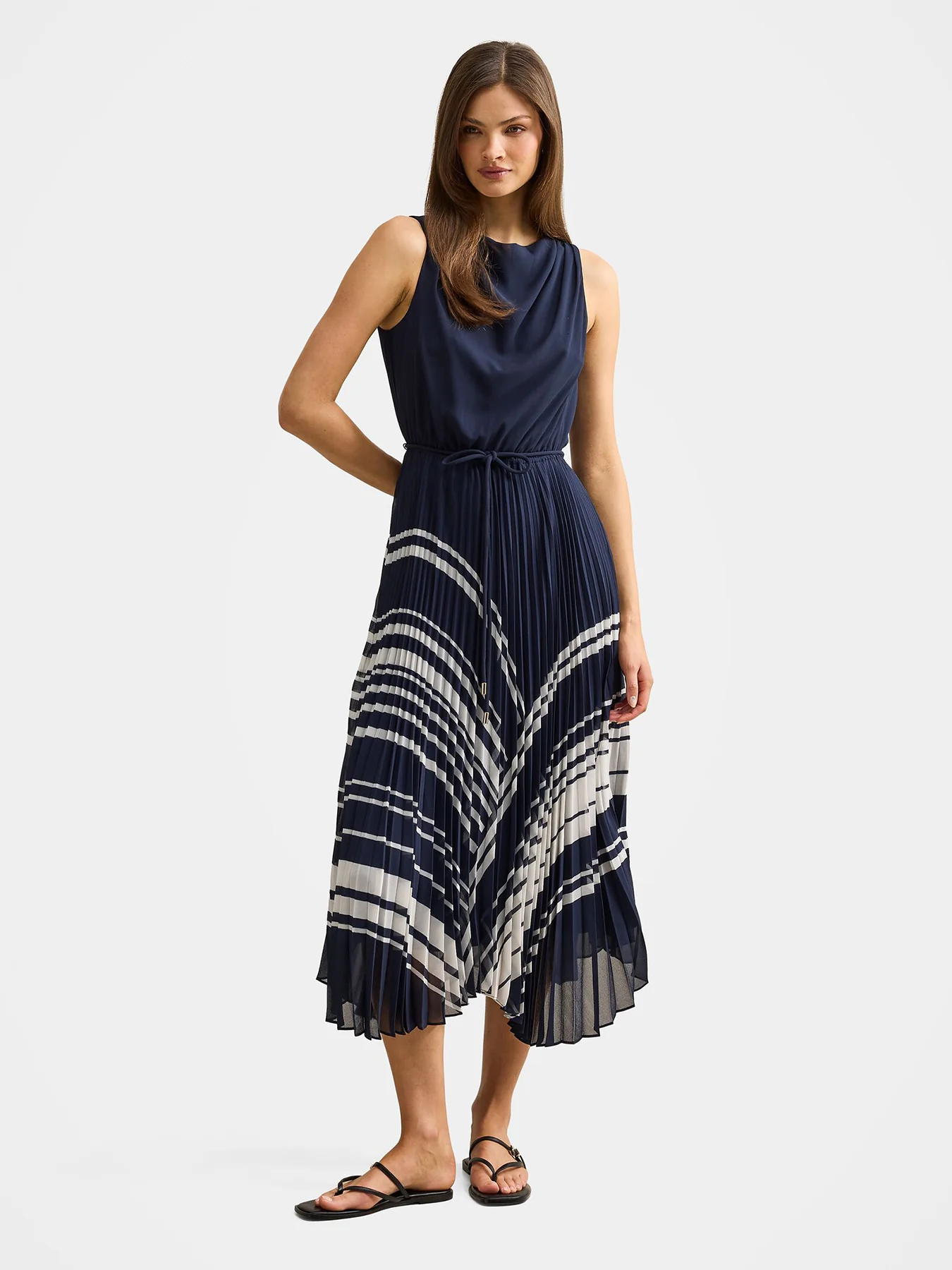 Addie Pleated Midi Dress Blue - Image 2
